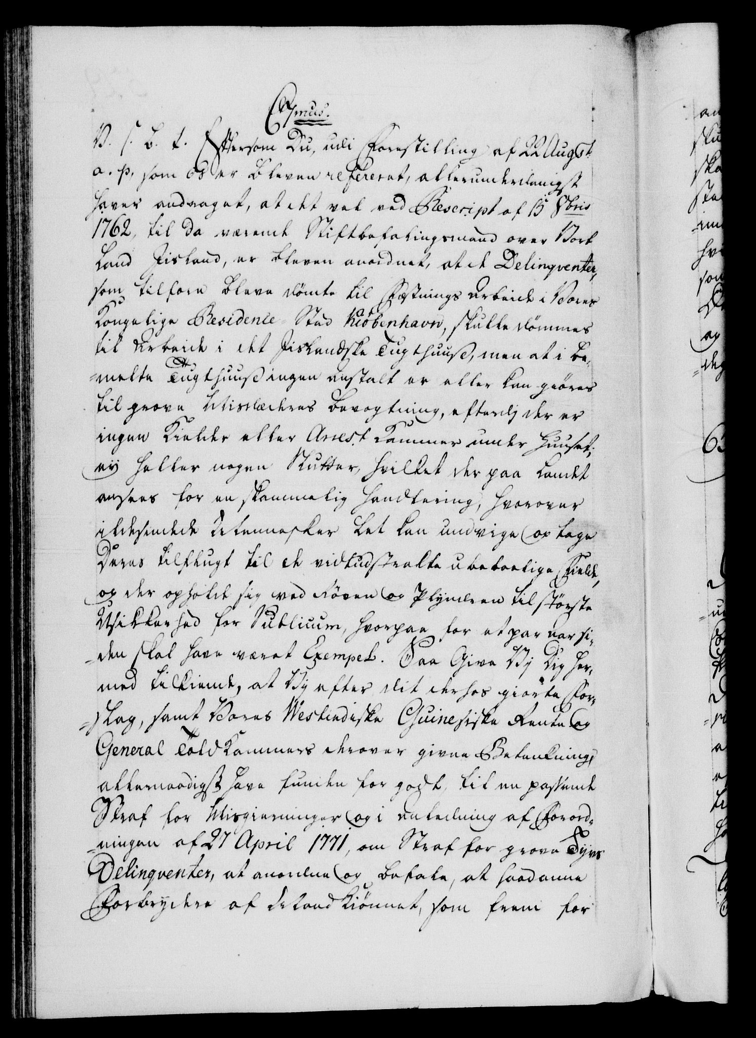 Danske Kanselli 1572-1799, RA/EA-3023/F/Fc/Fca/Fcab/L0041: Norske tegnelser, 1773-1776, p. 529b