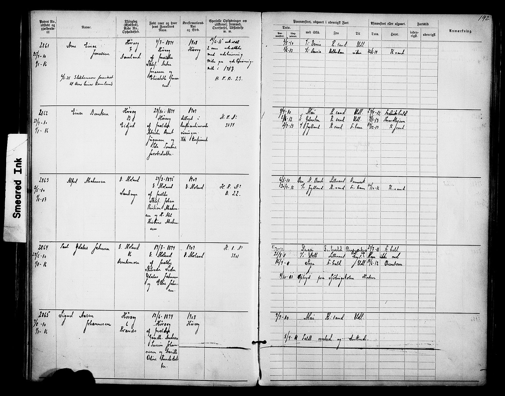 Lillesand mønstringskrets, AV/SAK-2031-0014/F/Fa/L0003: Annotasjonsrulle nr 1911-3489 med register, W-9, 1891-1932, p. 223