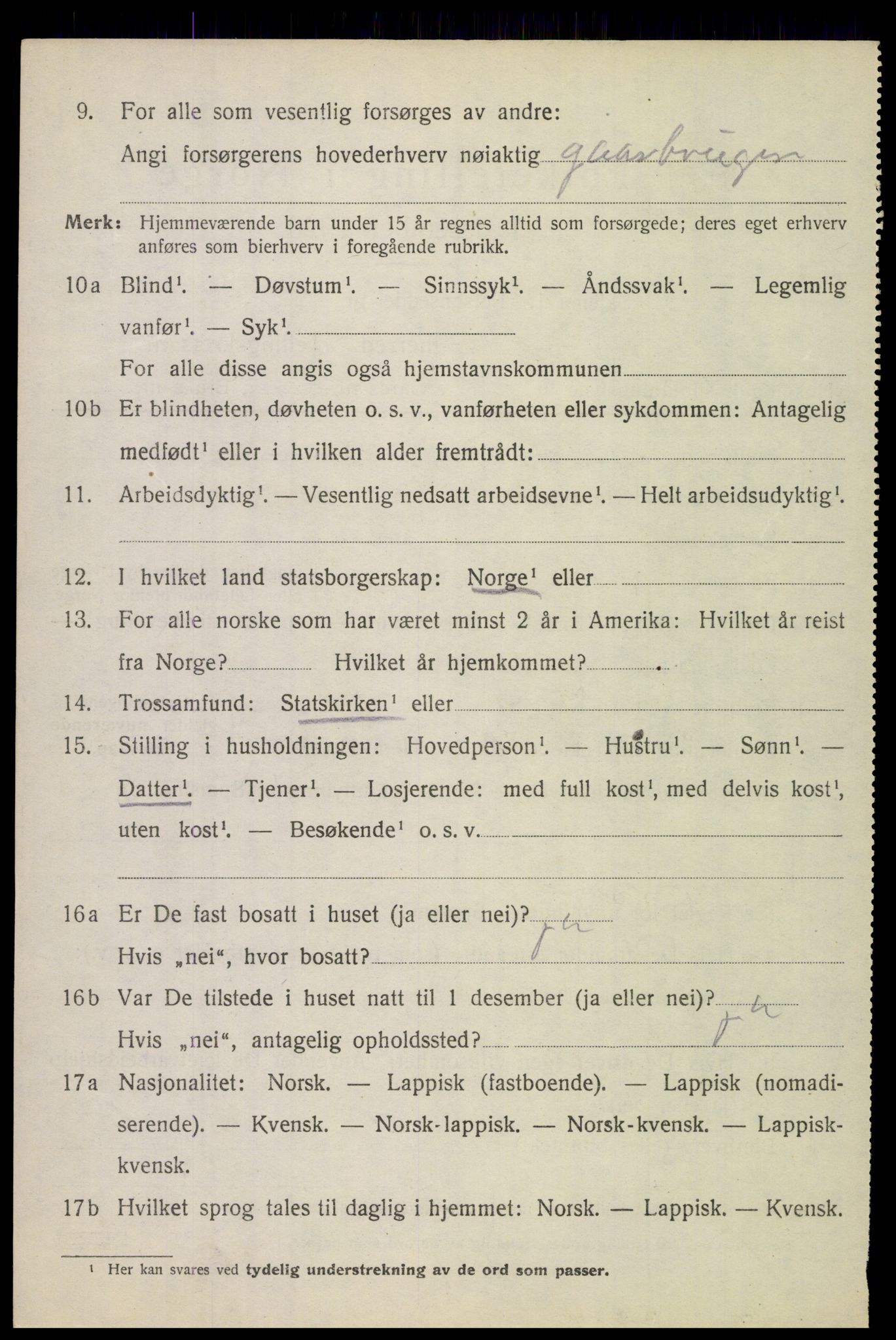 SAT, 1920 census for Skjerstad, 1920, p. 2164