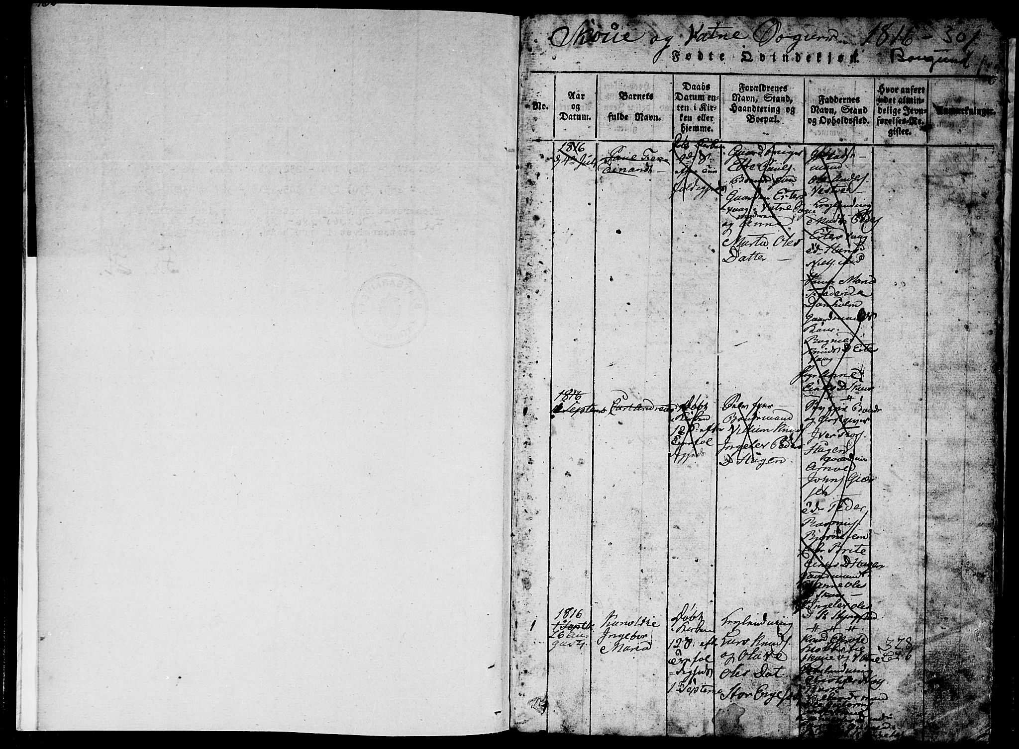 Ministerialprotokoller, klokkerbøker og fødselsregistre - Møre og Romsdal, SAT/A-1454/524/L0360: Parish register (copy) no. 524C01, 1816-1830, p. 1