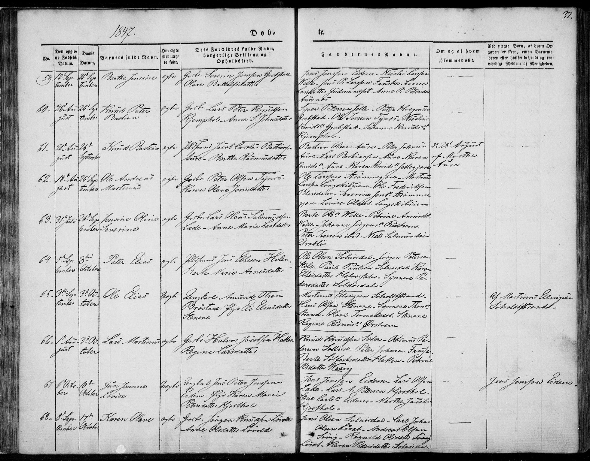 Ministerialprotokoller, klokkerbøker og fødselsregistre - Møre og Romsdal, SAT/A-1454/522/L0312: Parish register (official) no. 522A07, 1843-1851, p. 37