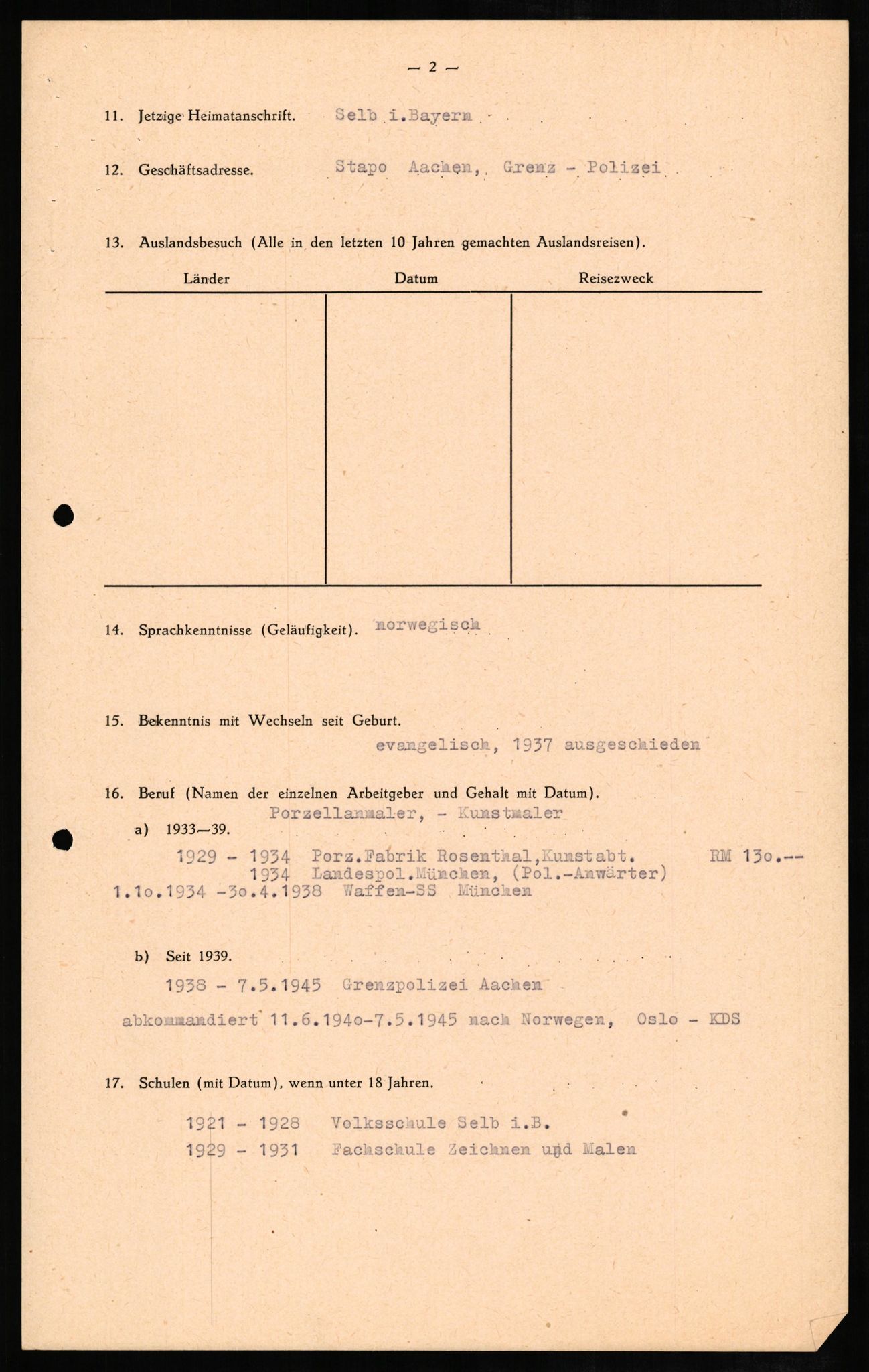 Forsvaret, Forsvarets overkommando II, AV/RA-RAFA-3915/D/Db/L0008: CI Questionaires. Tyske okkupasjonsstyrker i Norge. Tyskere., 1945-1946, p. 84