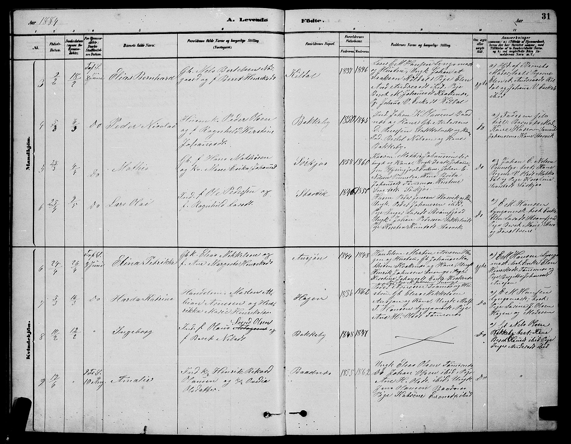 Skjervøy sokneprestkontor, AV/SATØ-S-1300/H/Ha/Hab/L0020klokker: Parish register (copy) no. 20, 1878-1892, p. 31