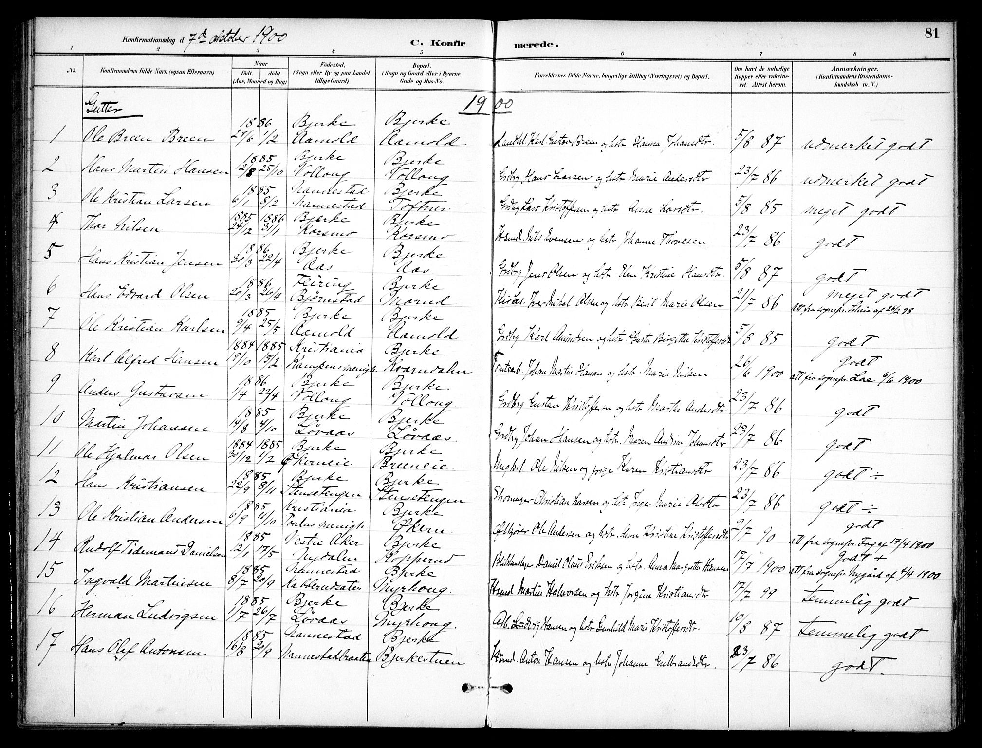 Nannestad prestekontor Kirkebøker, SAO/A-10414a/F/Fc/L0002: Parish register (official) no. III 2, 1893-1907, p. 81