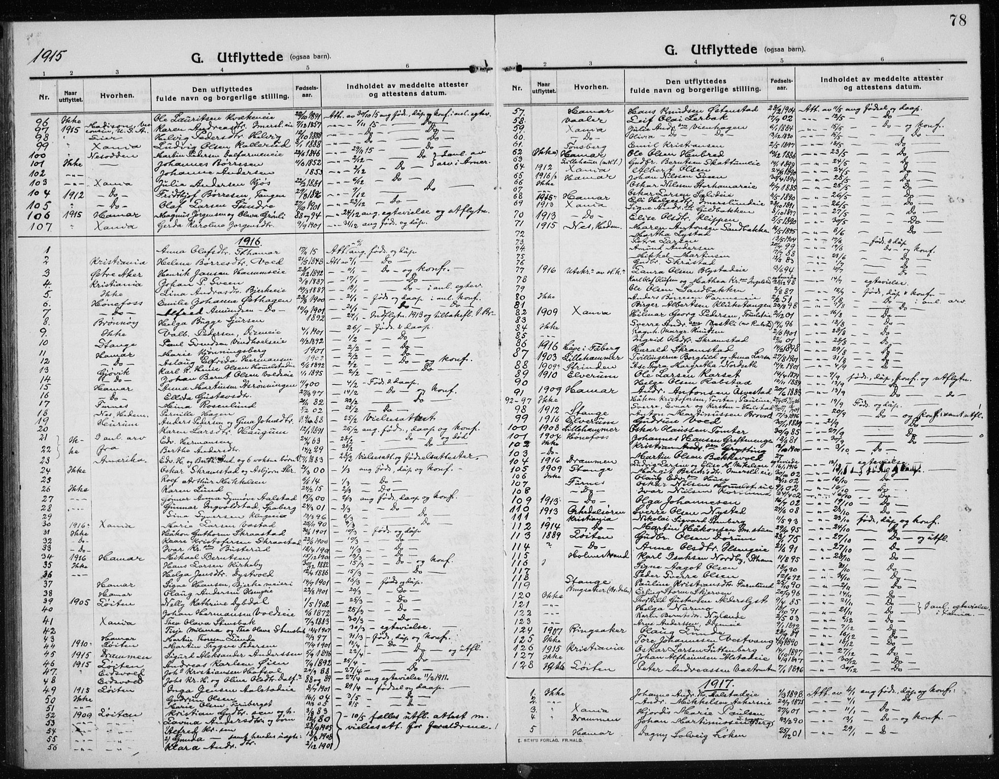 Vang prestekontor, Hedmark, SAH/PREST-008/H/Ha/Haa/L0020: Parish register (official) no. 20, 1911-1926, p. 78