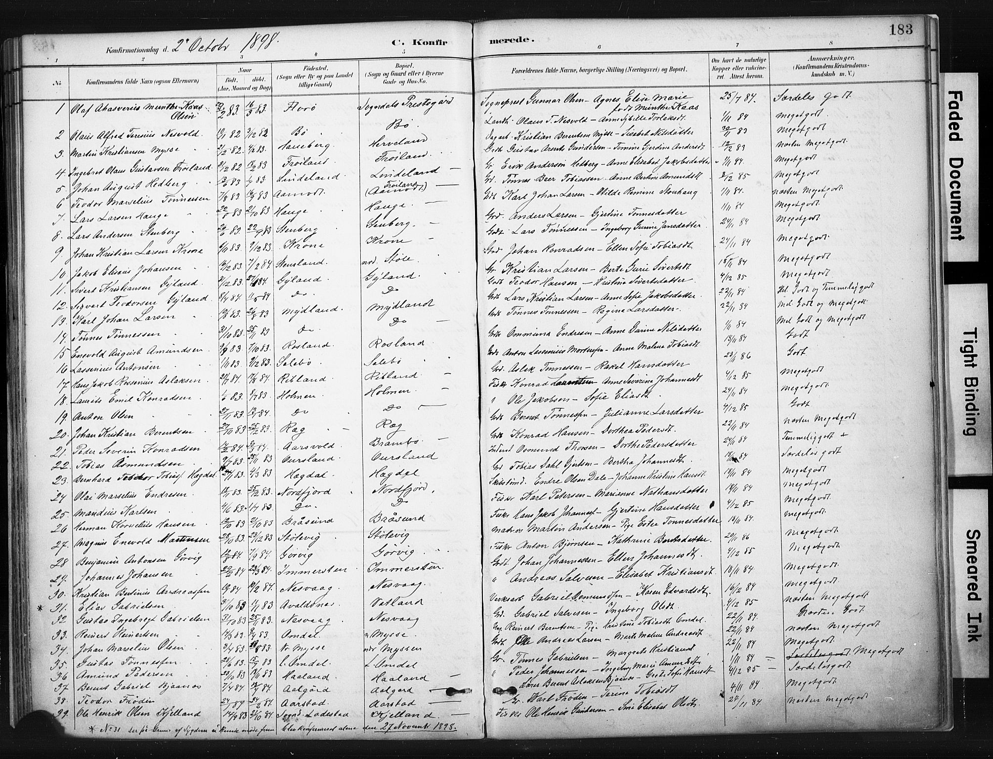 Sokndal sokneprestkontor, SAST/A-101808: Parish register (official) no. A 11.1, 1887-1905, p. 183