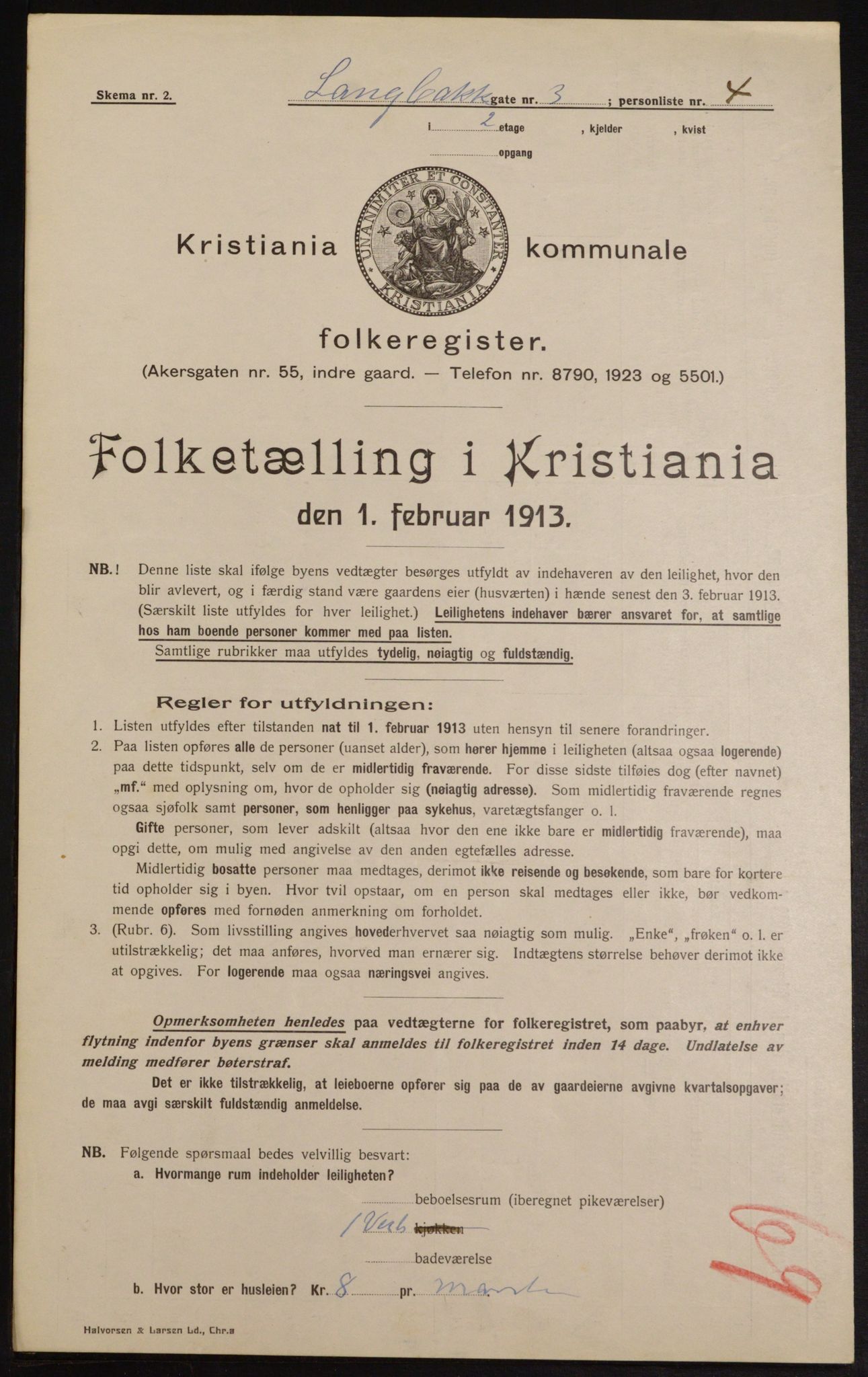 OBA, Municipal Census 1913 for Kristiania, 1913, p. 56038