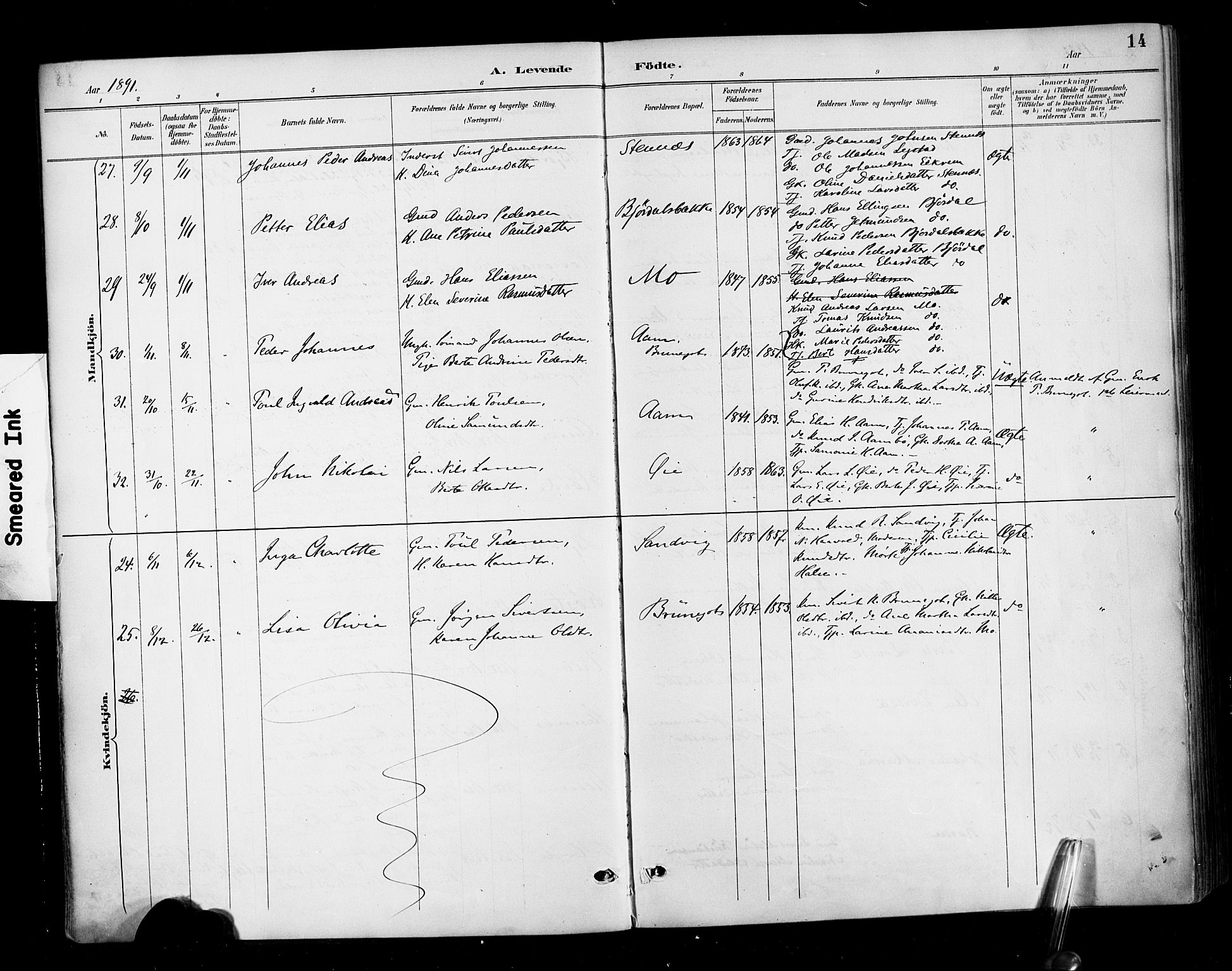 Ministerialprotokoller, klokkerbøker og fødselsregistre - Møre og Romsdal, AV/SAT-A-1454/513/L0177: Parish register (official) no. 513A04, 1890-1906, p. 14