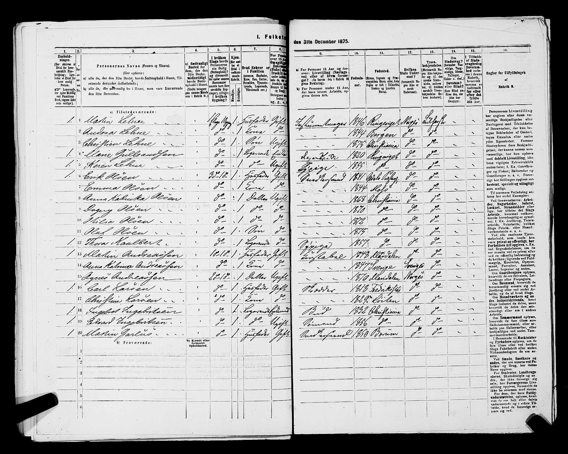 RA, 1875 census for 0301 Kristiania, 1875, p. 2545