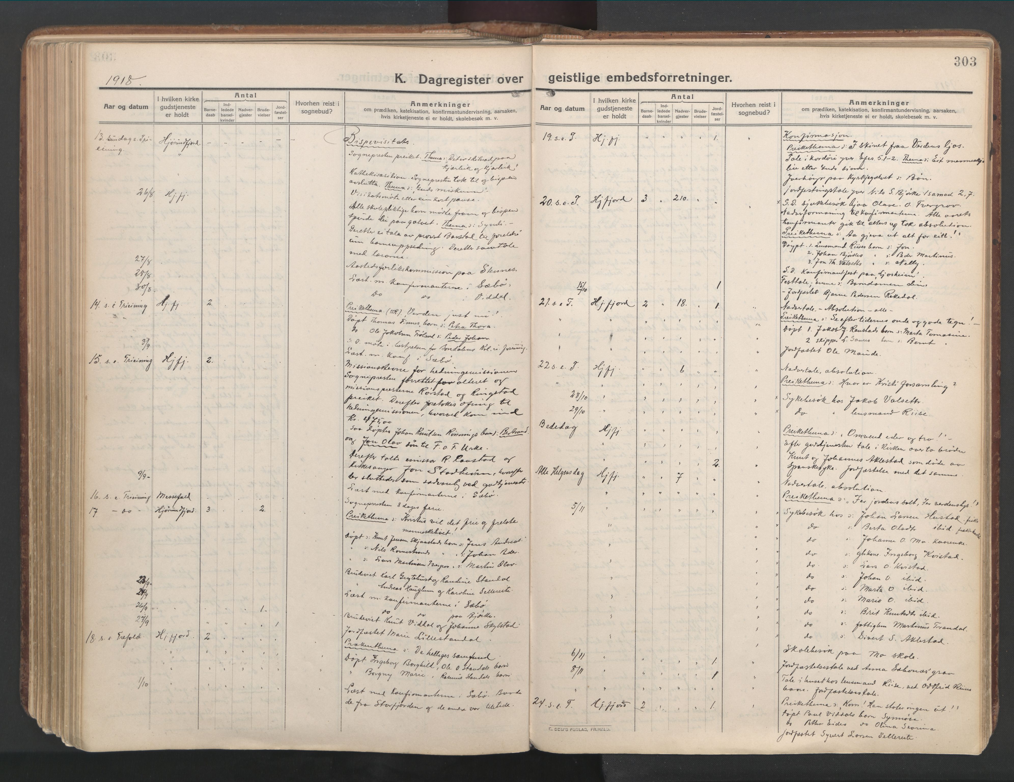 Ministerialprotokoller, klokkerbøker og fødselsregistre - Møre og Romsdal, AV/SAT-A-1454/515/L0212: Parish register (official) no. 515A08, 1911-1935, p. 303