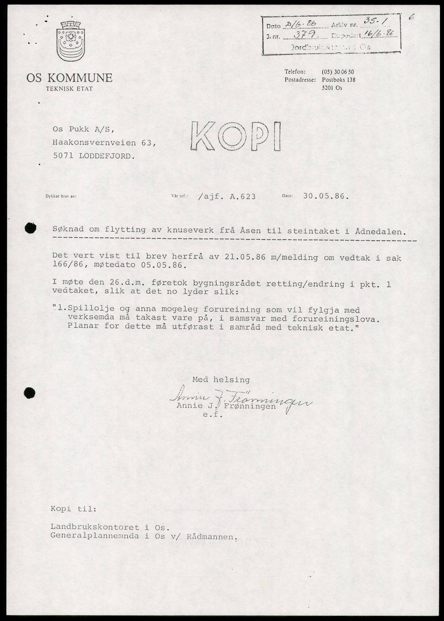 Statens forurensningstilsyn, hovedkontoret, AV/RA-S-4136/1/D/Da/L1368: Kommunalt avløpsvann, slam og avfall, vannforsyning, analyse, akvakultur og produktkontroll, 1983-1993, p. 39