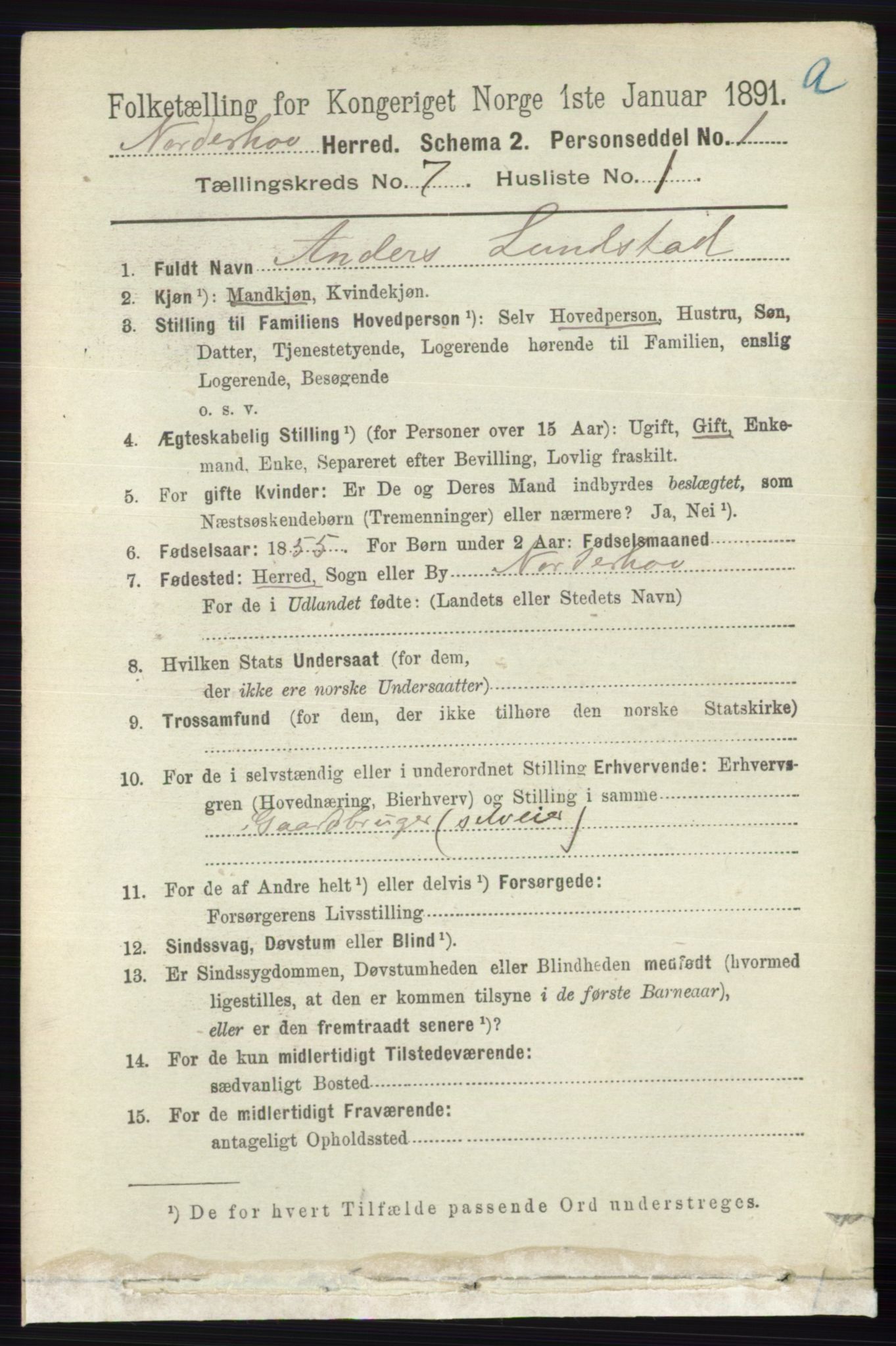 RA, 1891 census for 0613 Norderhov, 1891, p. 4489