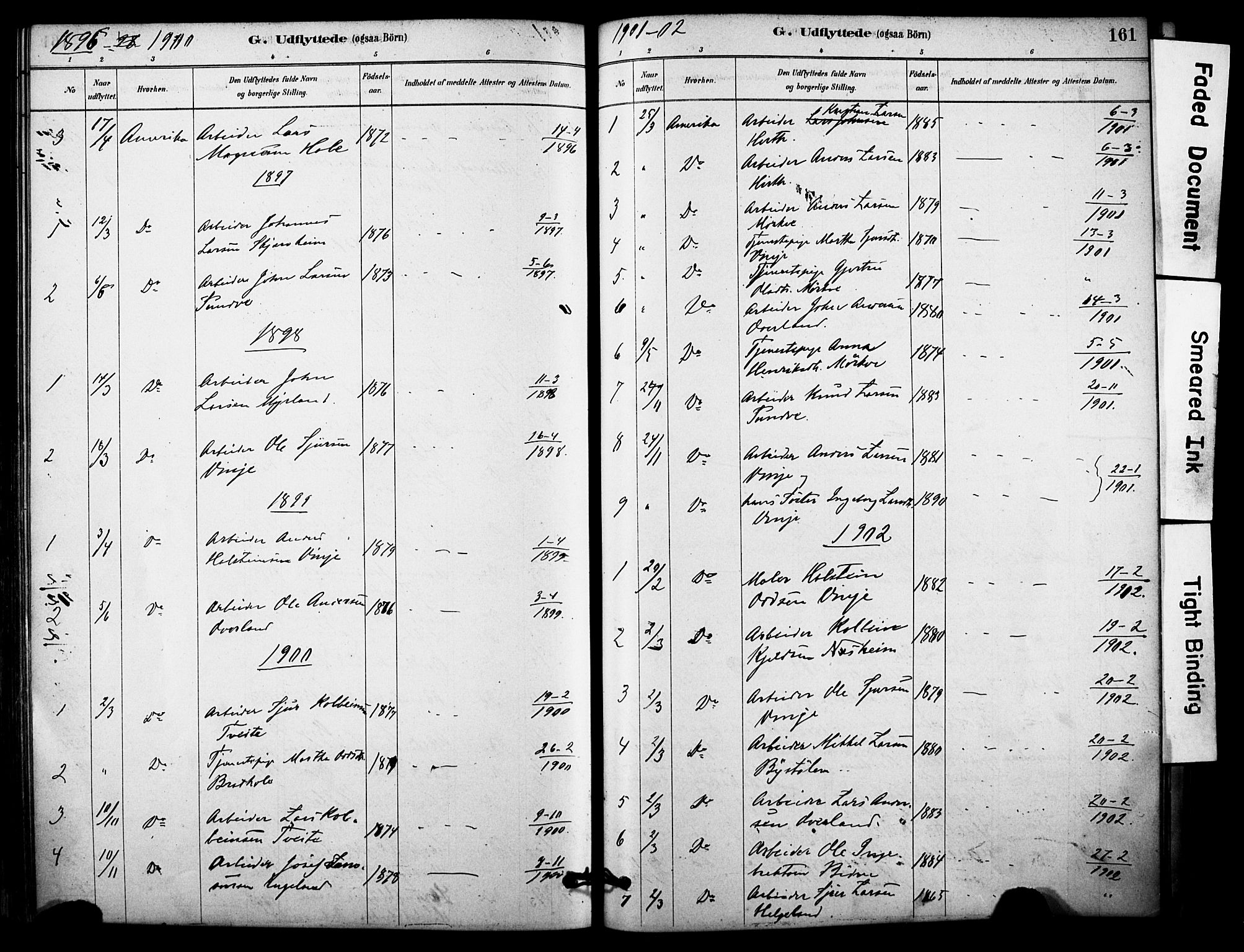 Vossestrand Sokneprestembete, SAB/A-79101/H/Haa: Parish register (official) no. C 1, 1878-1903, p. 161