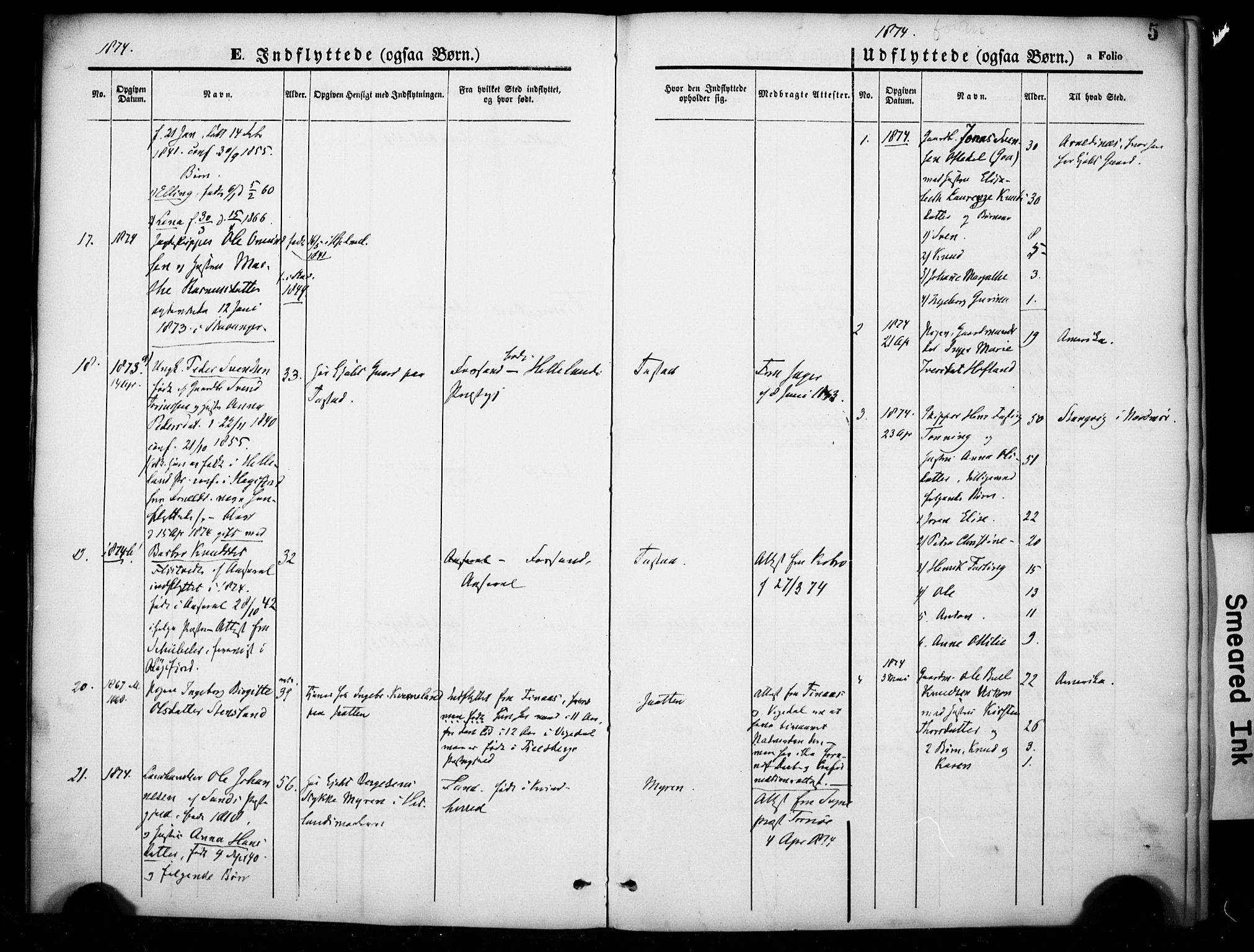 Hetland sokneprestkontor, SAST/A-101826/30/30BA/L0007: Parish register (official) no. A 7, 1870-1924, p. 5