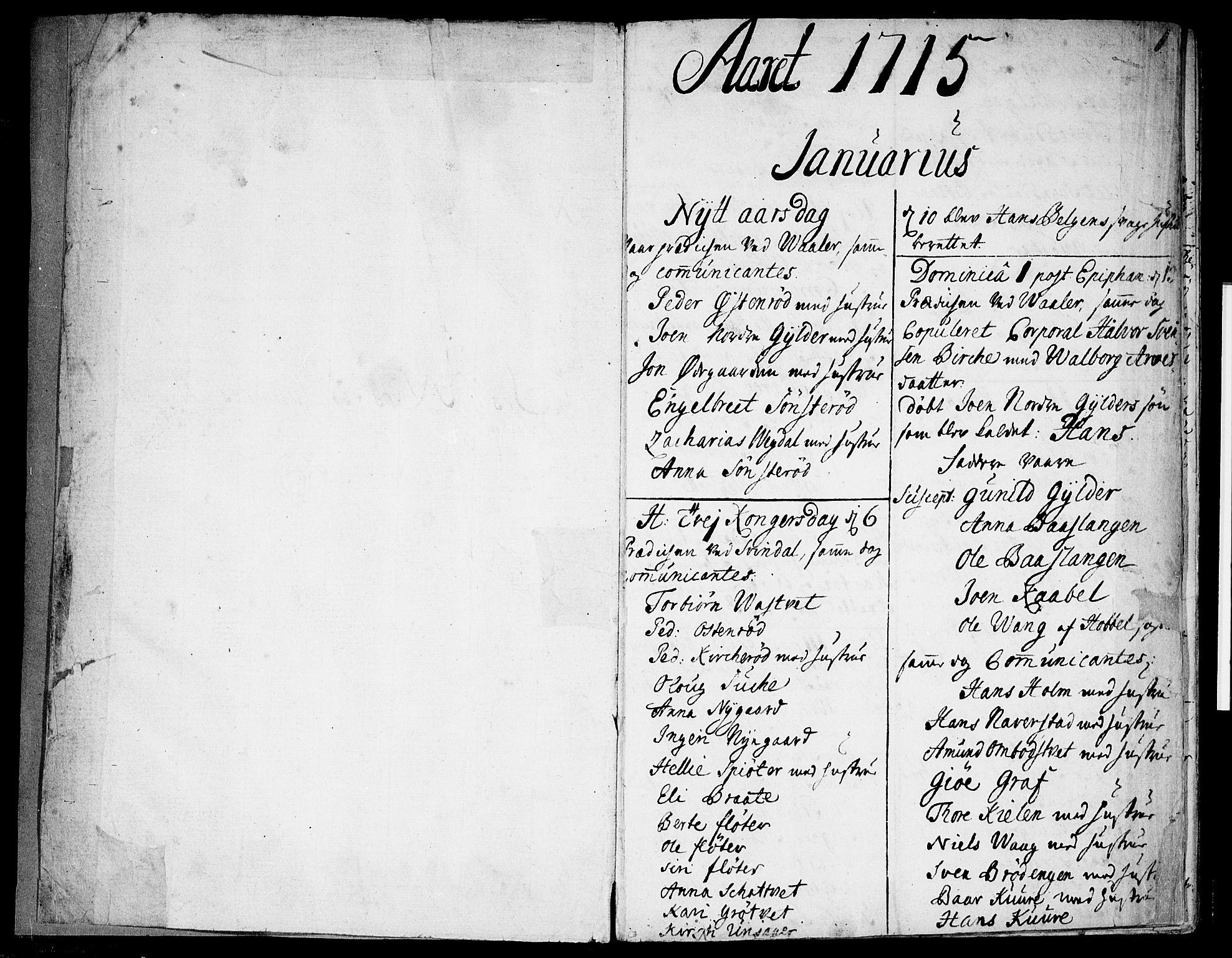 Våler prestekontor Kirkebøker, SAO/A-11083/F/Fa/L0001: Parish register (official) no. I 1, 1715-1715, p. 0-1