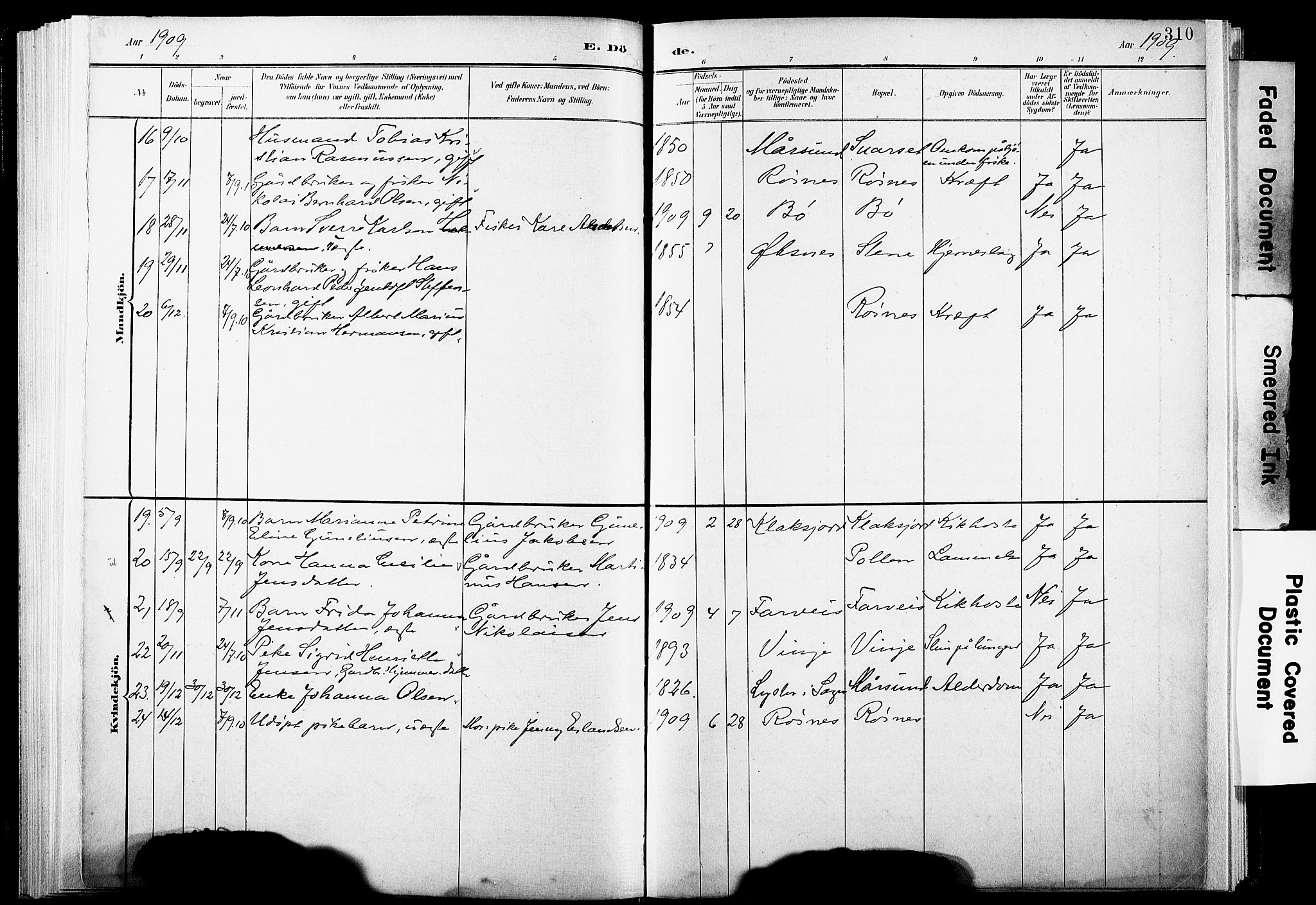 Ministerialprotokoller, klokkerbøker og fødselsregistre - Nordland, AV/SAT-A-1459/891/L1305: Parish register (official) no. 891A10, 1895-1921, p. 310