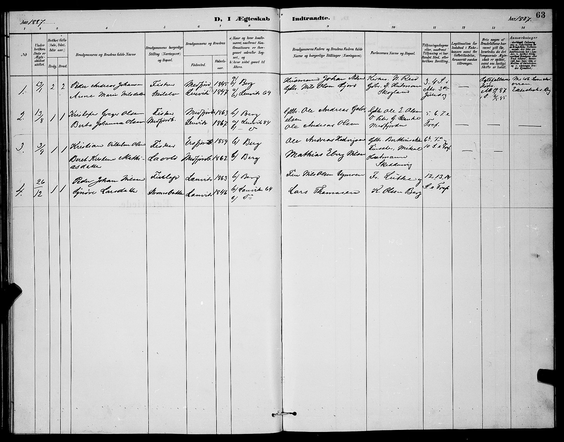 Berg sokneprestkontor, SATØ/S-1318/G/Ga/Gab/L0004klokker: Parish register (copy) no. 4, 1887-1897, p. 63
