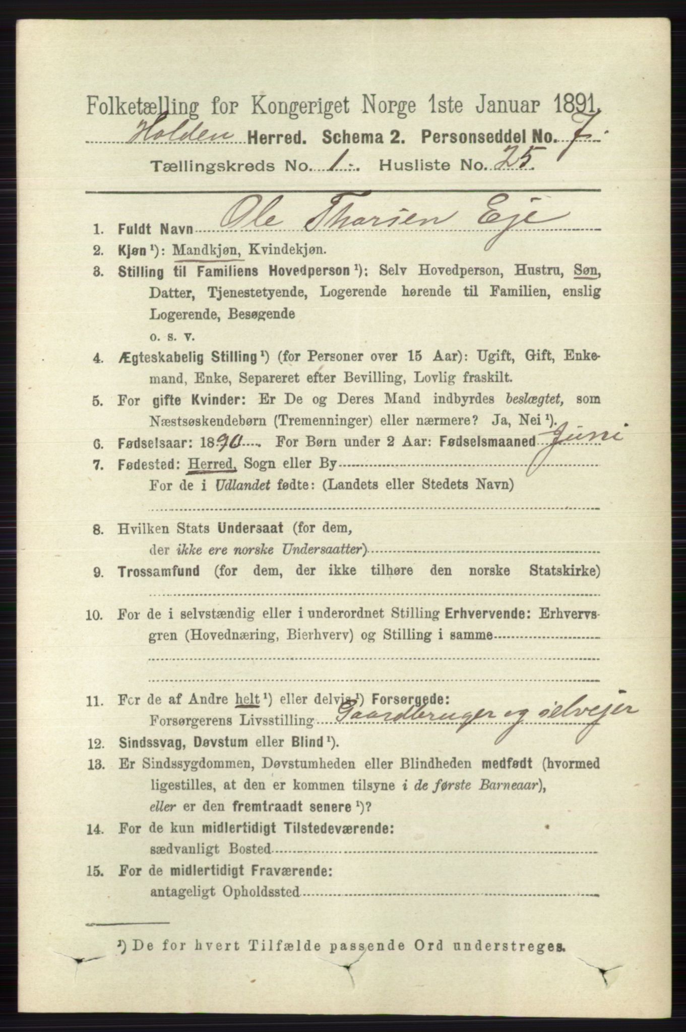 RA, 1891 census for 0819 Holla, 1891, p. 353