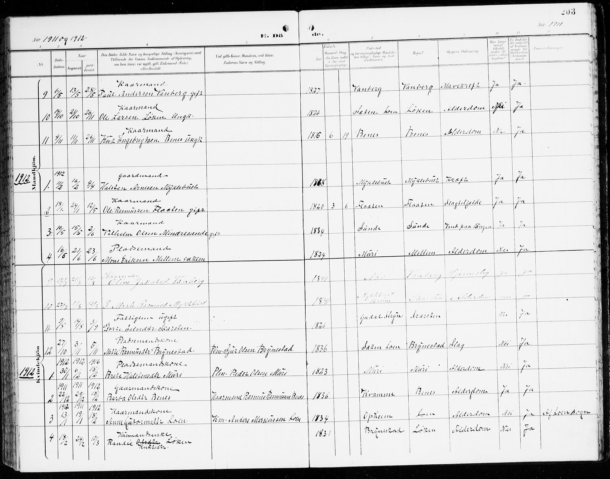 Innvik sokneprestembete, AV/SAB-A-80501: Parish register (official) no. C 2, 1900-1920, p. 203