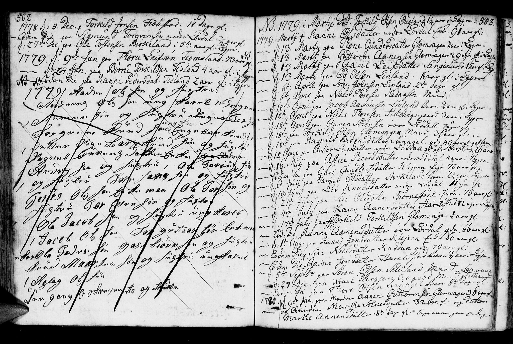 Holum sokneprestkontor, AV/SAK-1111-0022/F/Fa/Fab/L0004: Parish register (official) no. A 4, 1774-1847, p. 502-503
