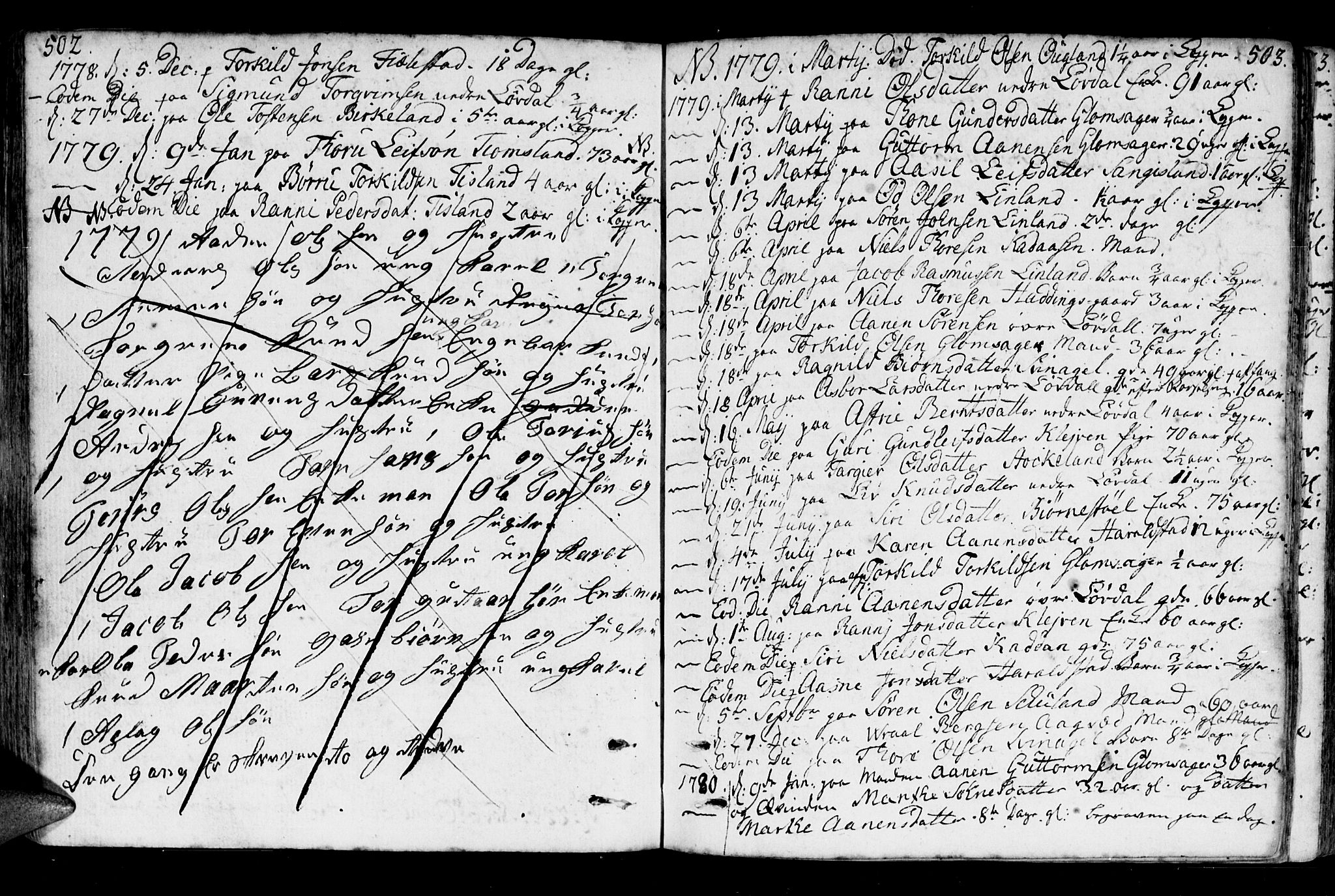 Holum sokneprestkontor, SAK/1111-0022/F/Fa/Fab/L0004: Parish register (official) no. A 4, 1774-1847, p. 502-503