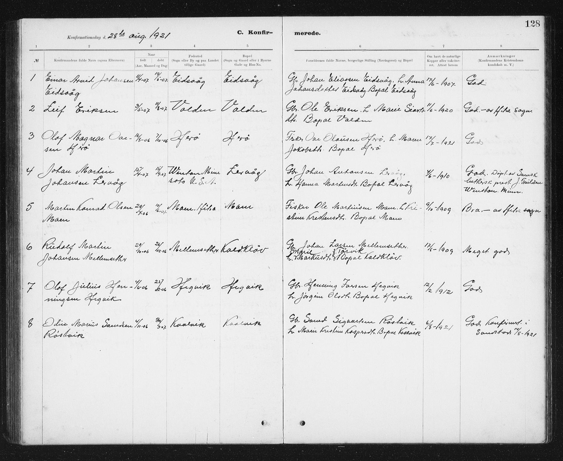 Ministerialprotokoller, klokkerbøker og fødselsregistre - Sør-Trøndelag, SAT/A-1456/637/L0563: Parish register (copy) no. 637C04, 1899-1940, p. 128