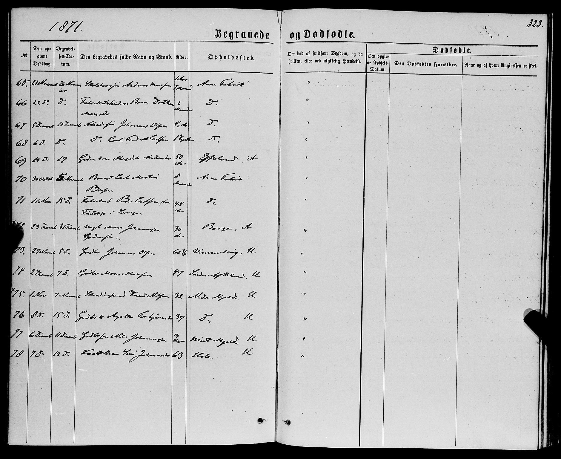 Haus sokneprestembete, SAB/A-75601/H/Haa: Parish register (official) no. A 18, 1871-1877, p. 323