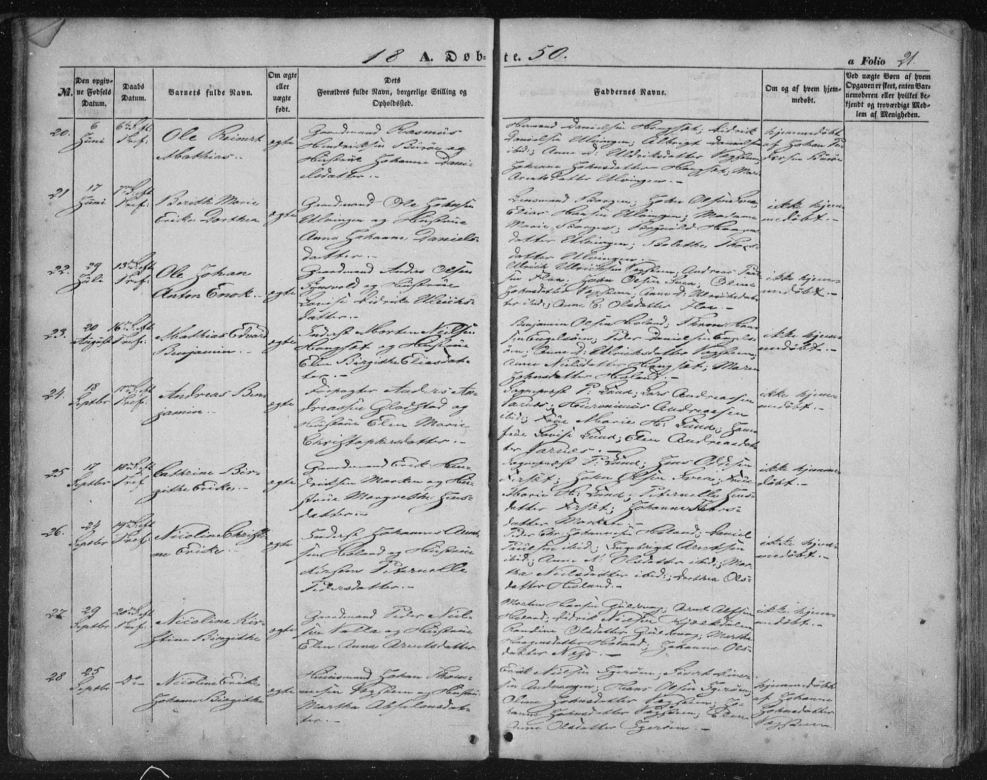 Ministerialprotokoller, klokkerbøker og fødselsregistre - Nordland, AV/SAT-A-1459/816/L0240: Parish register (official) no. 816A06, 1846-1870, p. 21