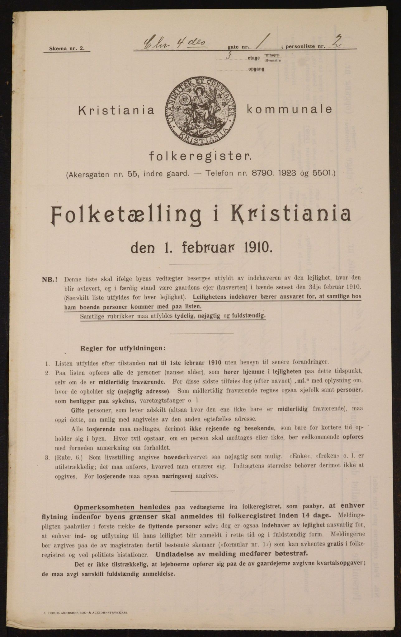 OBA, Municipal Census 1910 for Kristiania, 1910, p. 52536