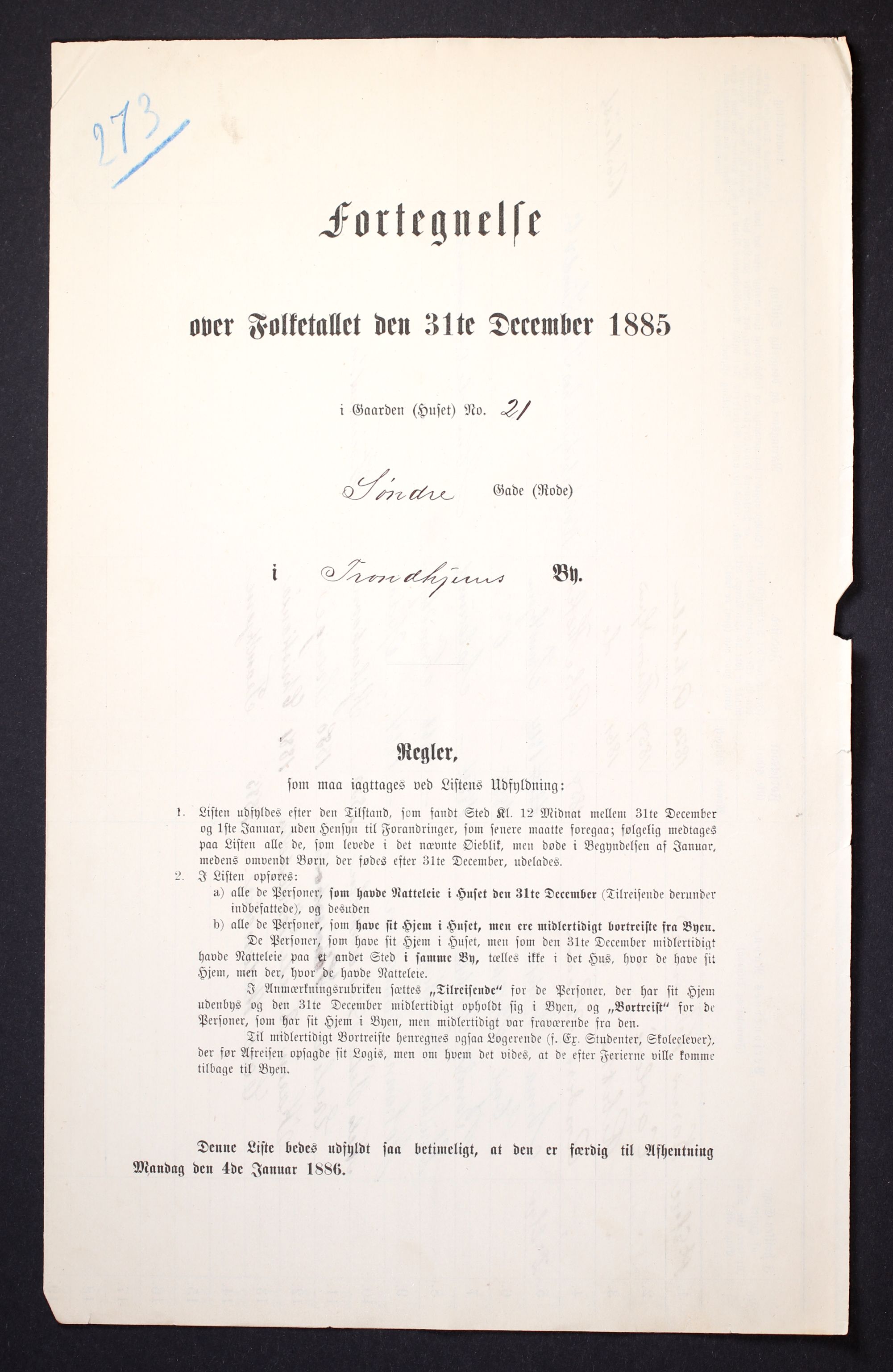 SAT, 1885 census for 1601 Trondheim, 1885, p. 1107