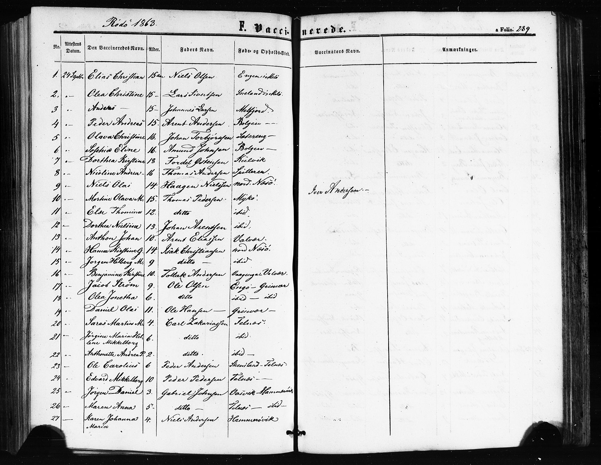 Ministerialprotokoller, klokkerbøker og fødselsregistre - Nordland, SAT/A-1459/841/L0607: Parish register (official) no. 841A11 /1, 1863-1877, p. 289