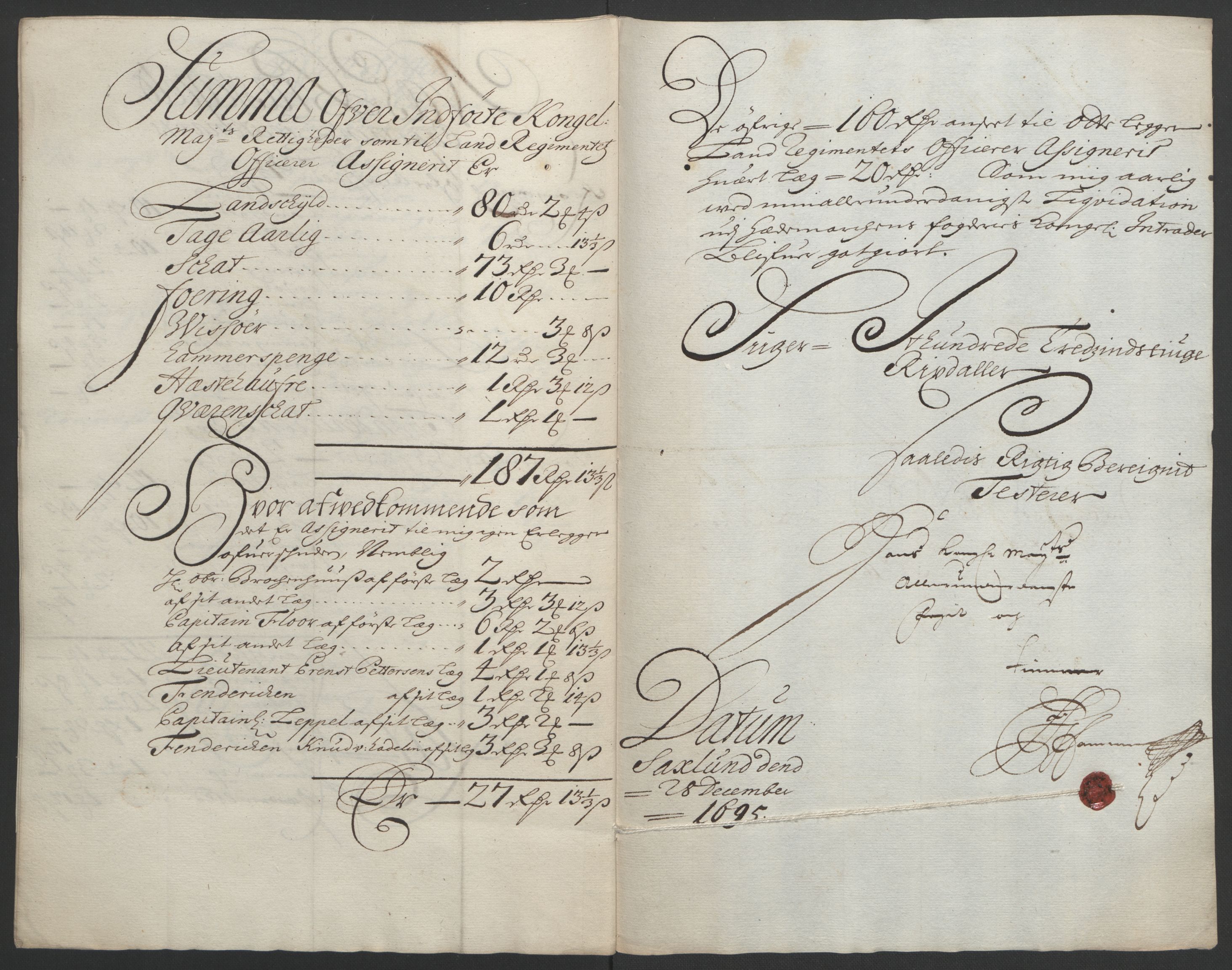 Rentekammeret inntil 1814, Reviderte regnskaper, Fogderegnskap, AV/RA-EA-4092/R16/L1036: Fogderegnskap Hedmark, 1695-1696, p. 147