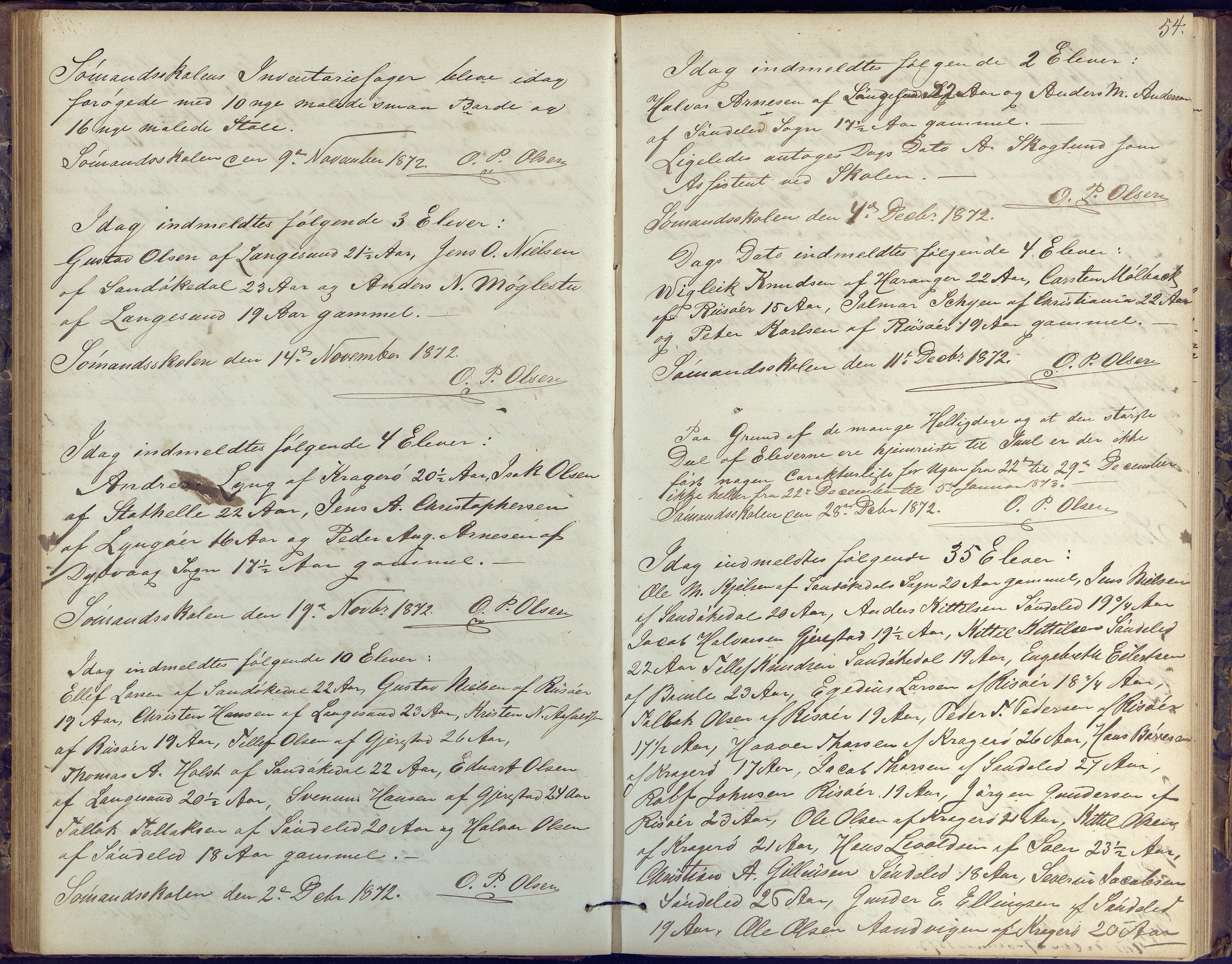 Risør kommune, AAKS/KA0901-PK/1/05/05k/L0001: Journal, 1864-1881, p. 54