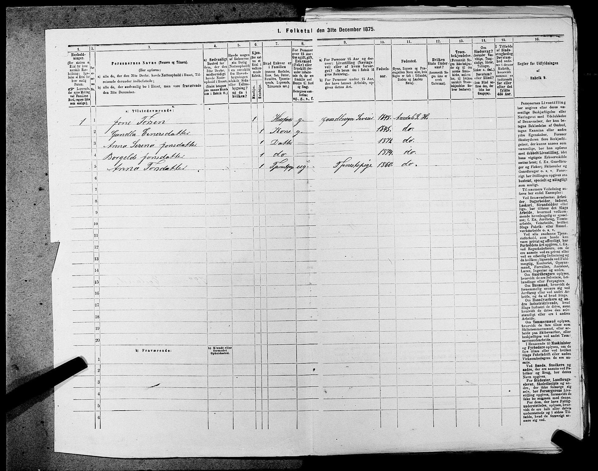 SAST, 1875 census for 1133P Hjelmeland, 1875, p. 1532