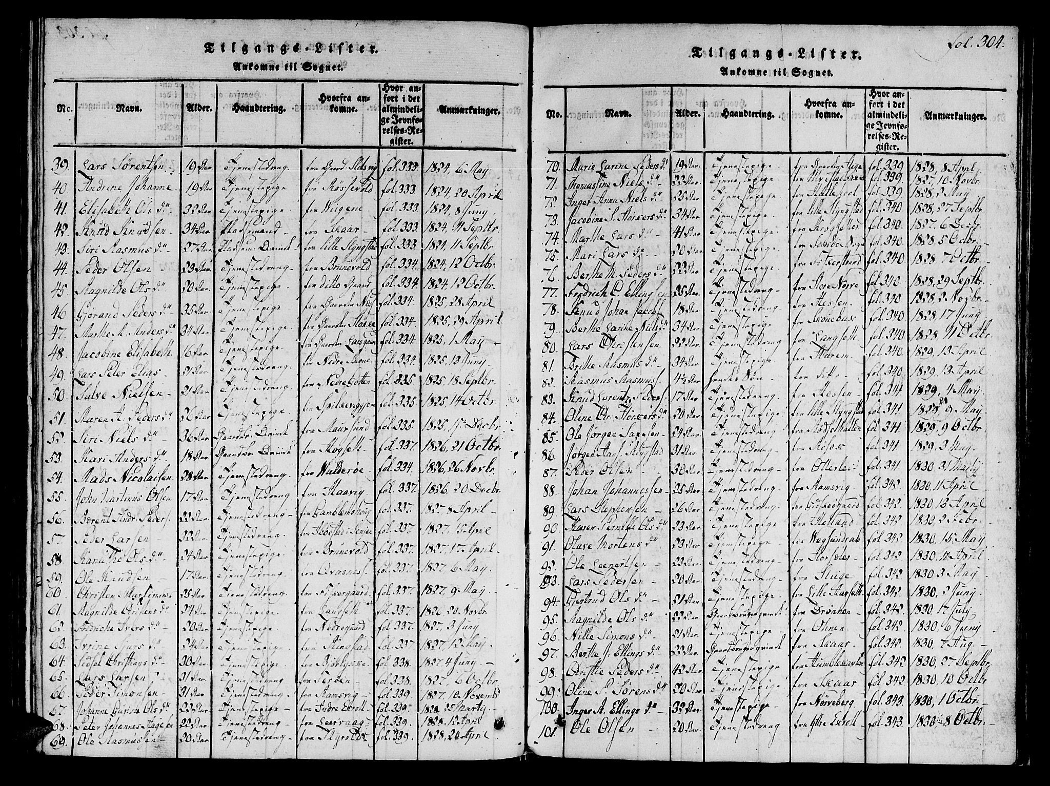 Ministerialprotokoller, klokkerbøker og fødselsregistre - Møre og Romsdal, AV/SAT-A-1454/536/L0495: Parish register (official) no. 536A04, 1818-1847, p. 304