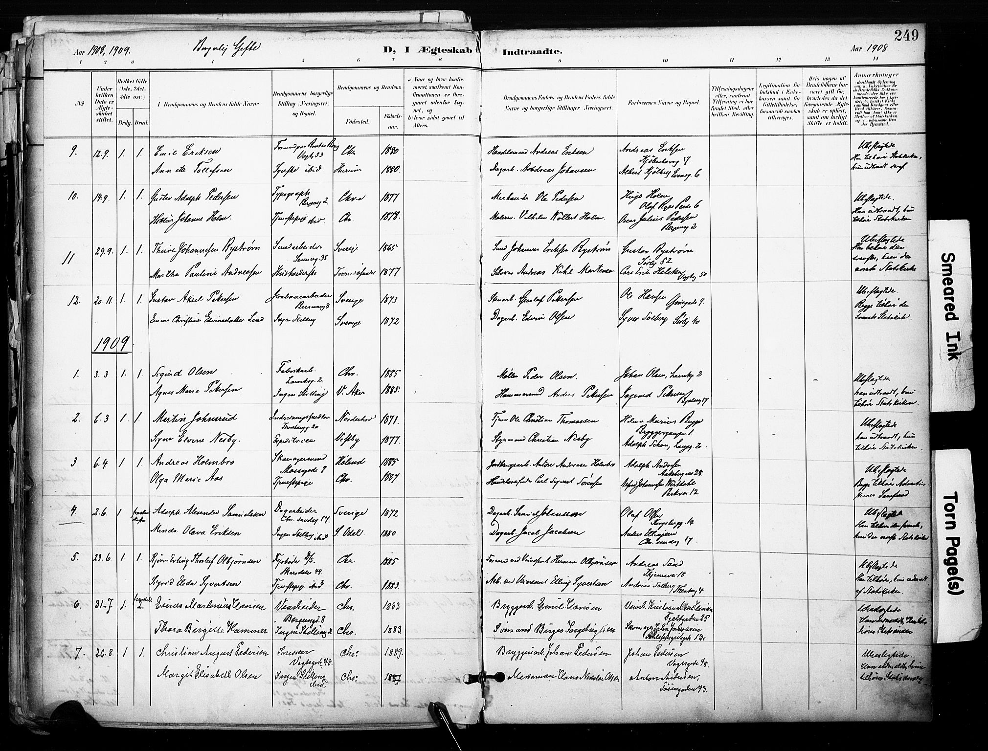 Sagene prestekontor Kirkebøker, SAO/A-10796/F/L0005: Parish register (official) no. 5, 1898-1911, p. 249