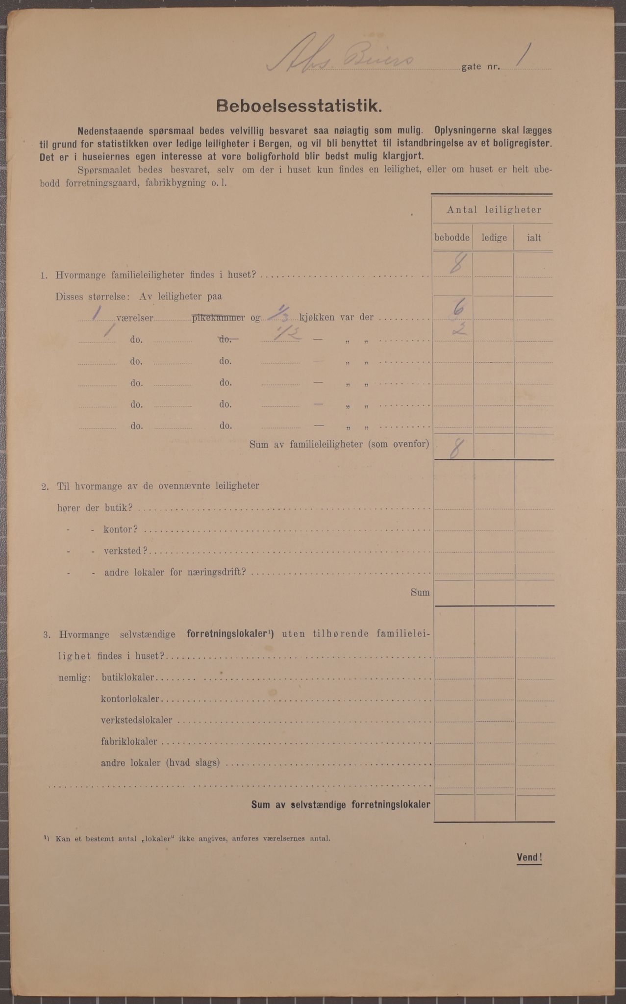 SAB, Municipal Census 1912 for Bergen, 1912, p. 207