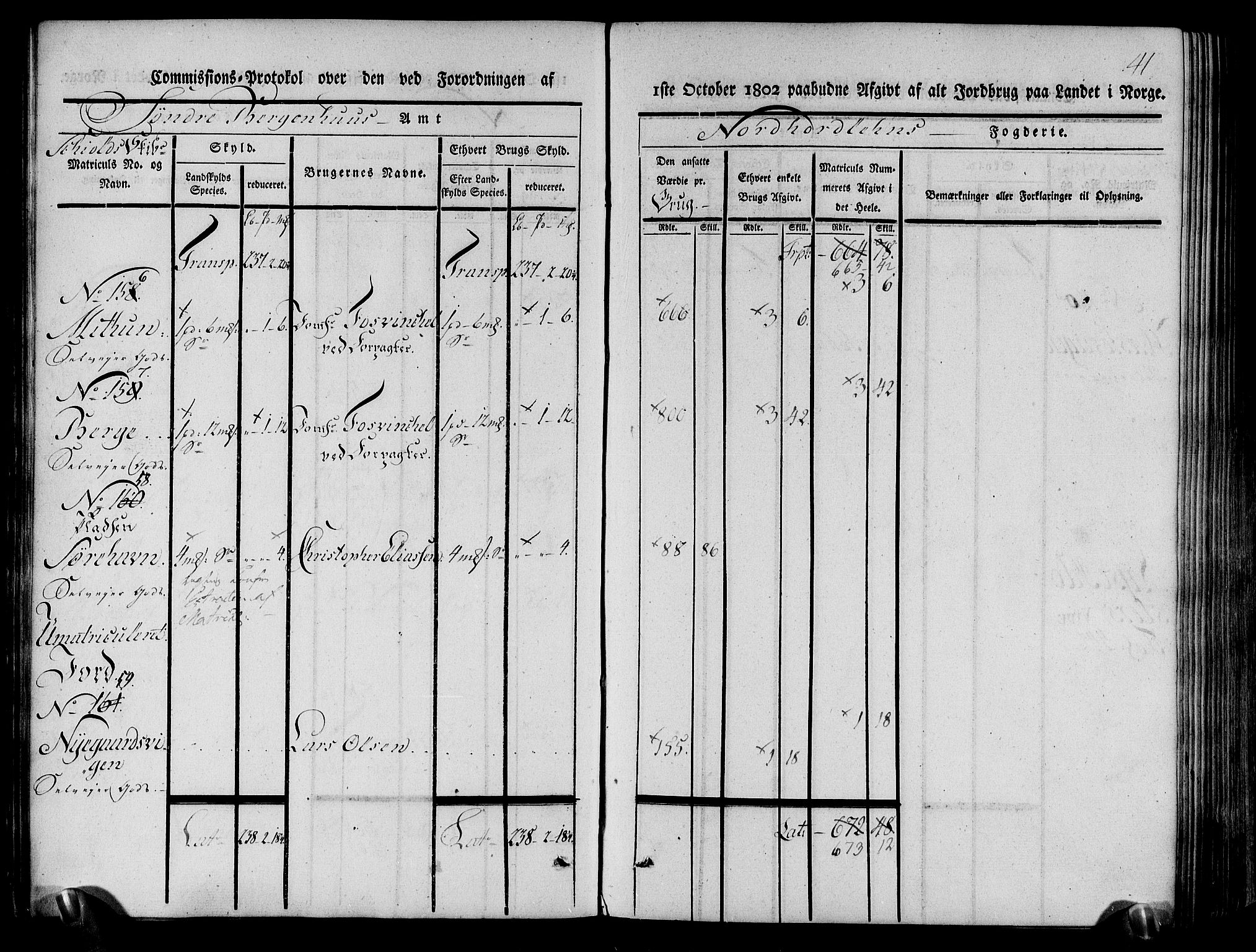 Rentekammeret inntil 1814, Realistisk ordnet avdeling, AV/RA-EA-4070/N/Ne/Nea/L0111: Nordhordland og Voss fogderi. Kommisjonsprotokoll for Nordhordland, 1803, p. 44