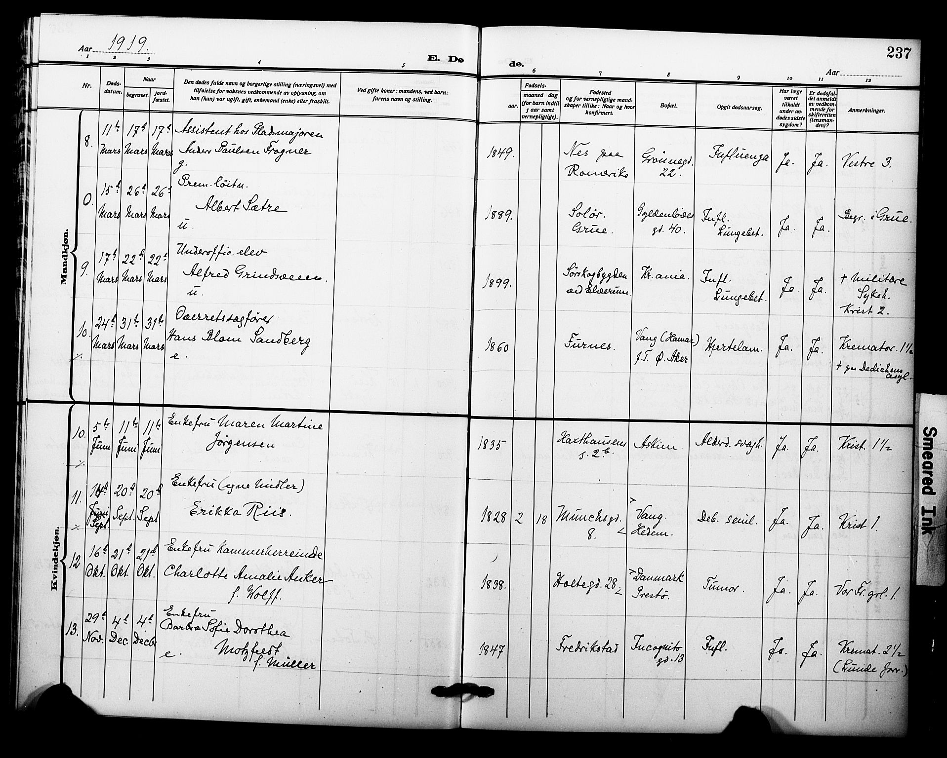 Garnisonsmenigheten Kirkebøker, AV/SAO-A-10846/F/Fa/L0015: Parish register (official) no. 15, 1915-1921, p. 237