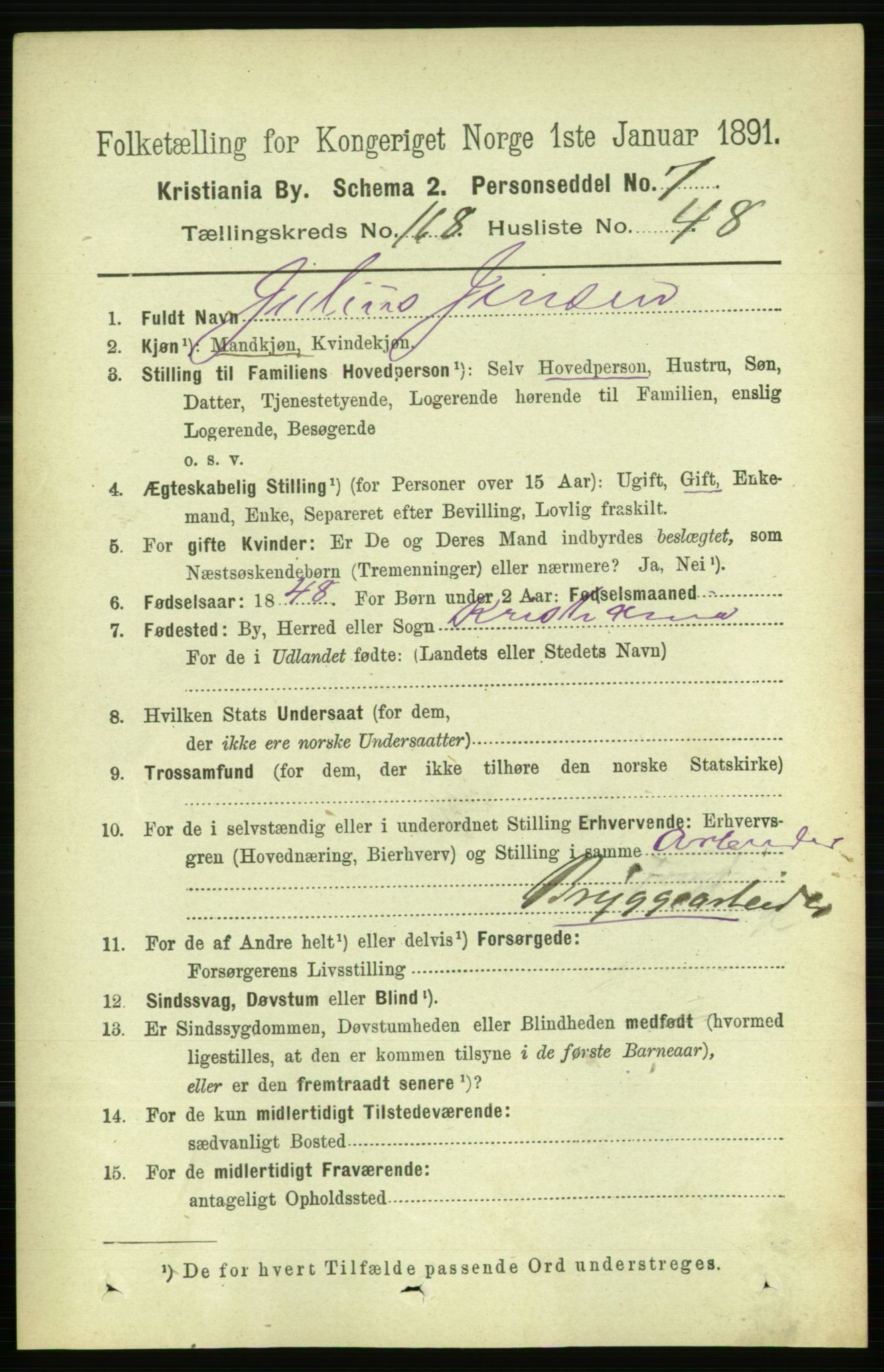RA, 1891 census for 0301 Kristiania, 1891, p. 98704