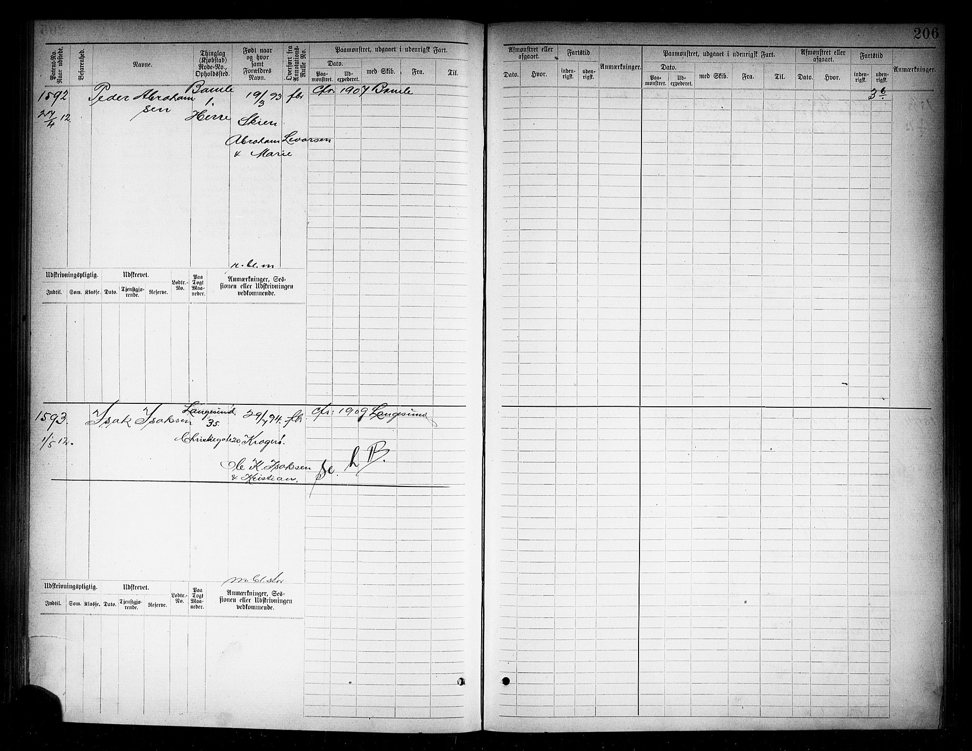 Langesund innrulleringskontor, AV/SAKO-A-831/F/Fc/L0006: Hovedrulle, 1891-1922, p. 209