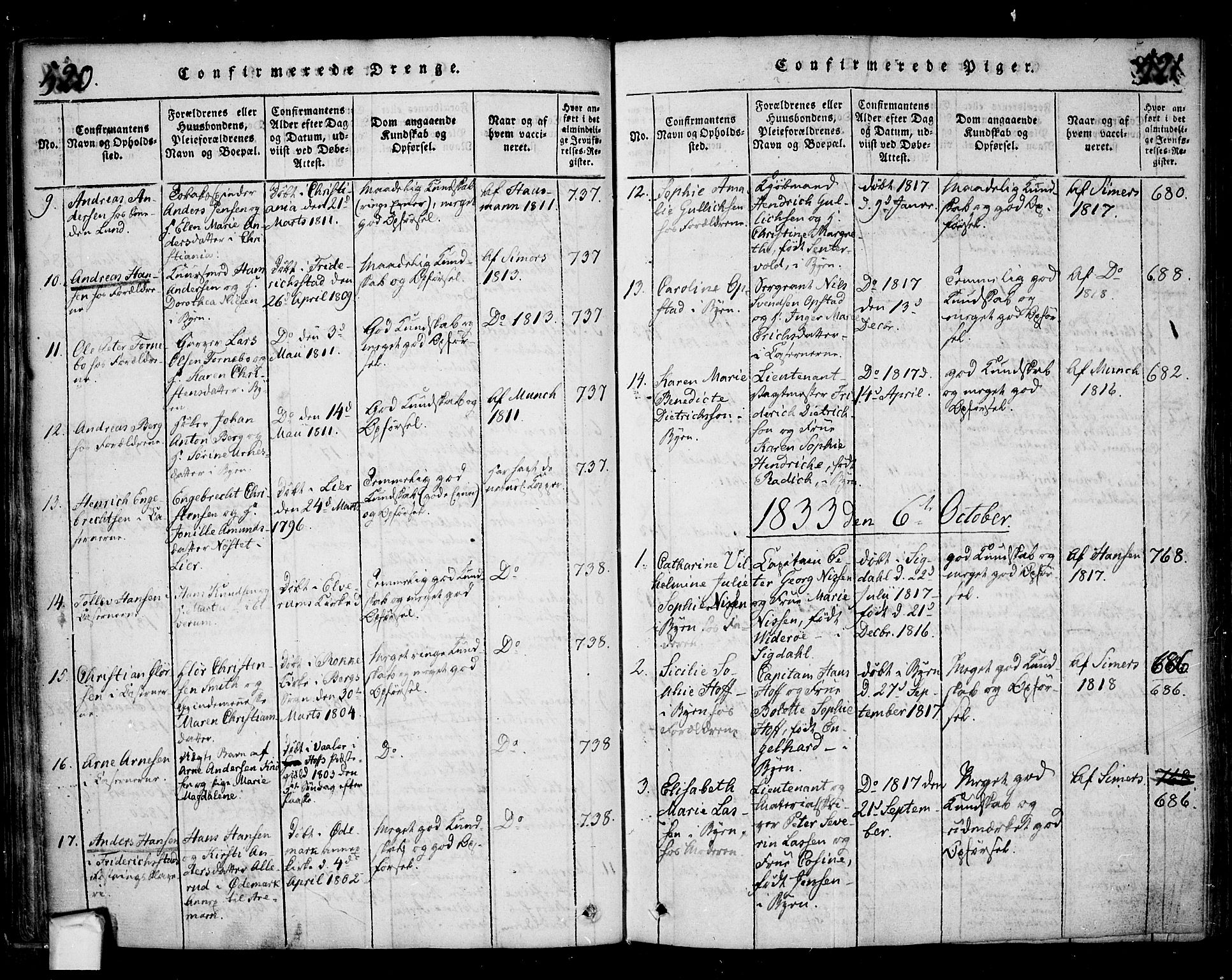 Fredrikstad prestekontor Kirkebøker, SAO/A-11082/F/Fa/L0004: Parish register (official) no. 4, 1816-1834, p. 520-521