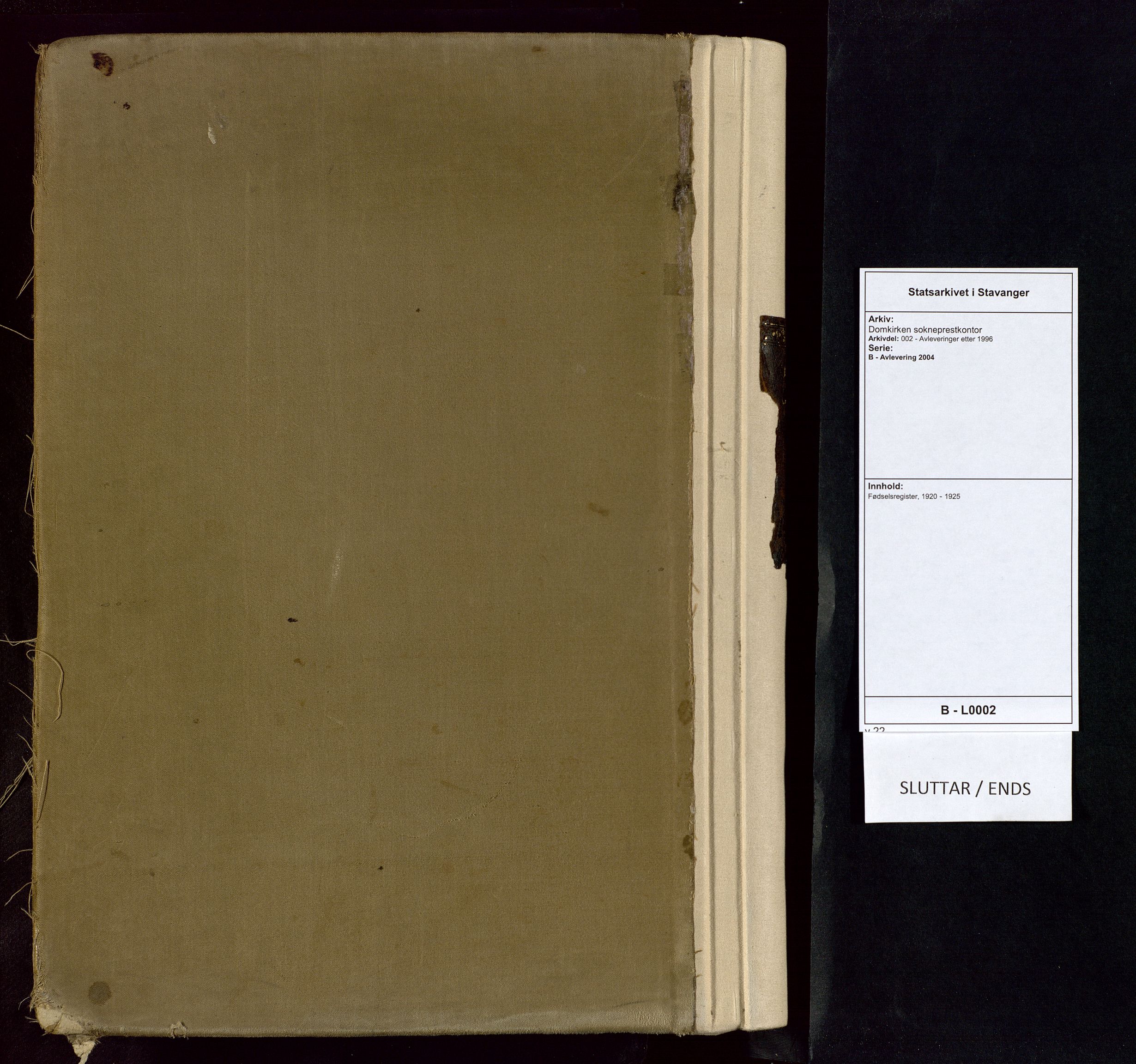 Domkirken sokneprestkontor, SAST/A-101812/002/B/L0002: Birth register no. 2, 1920-1925