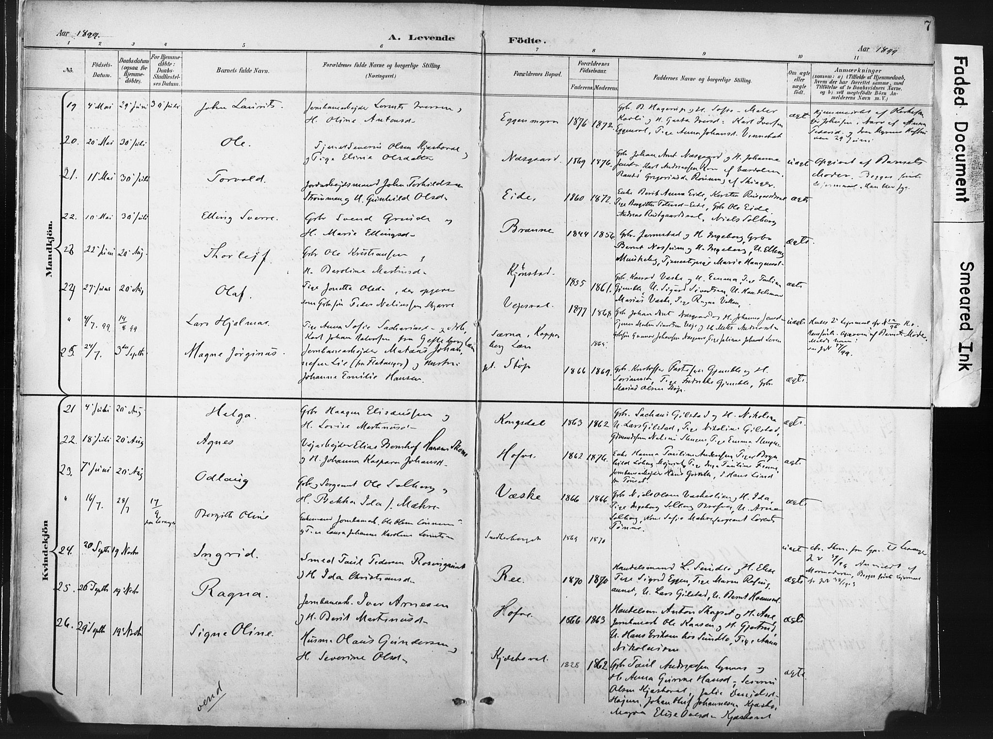 Ministerialprotokoller, klokkerbøker og fødselsregistre - Nord-Trøndelag, SAT/A-1458/717/L0162: Parish register (official) no. 717A12, 1898-1923, p. 7