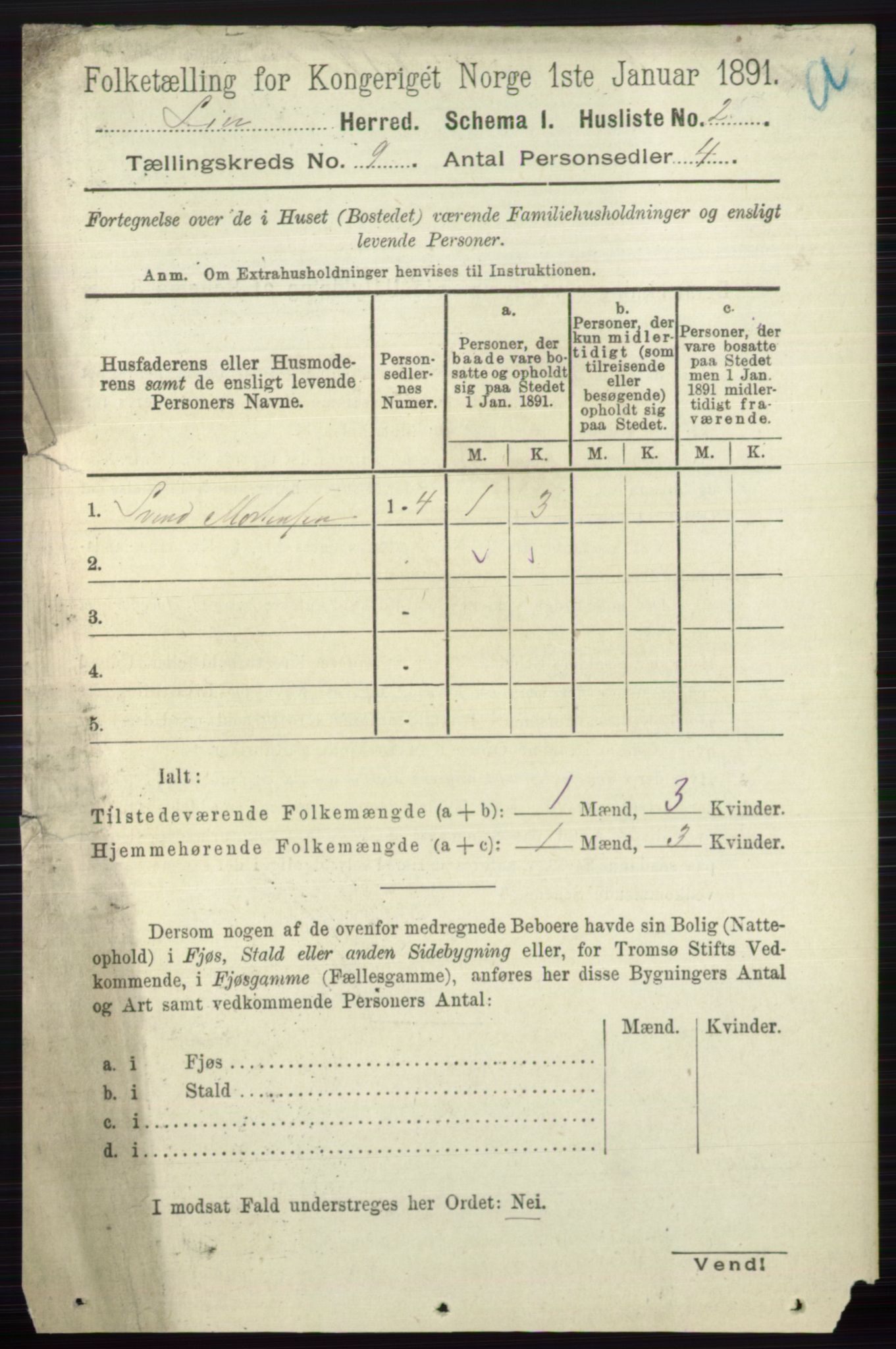 RA, 1891 census for 0626 Lier, 1891, p. 5548