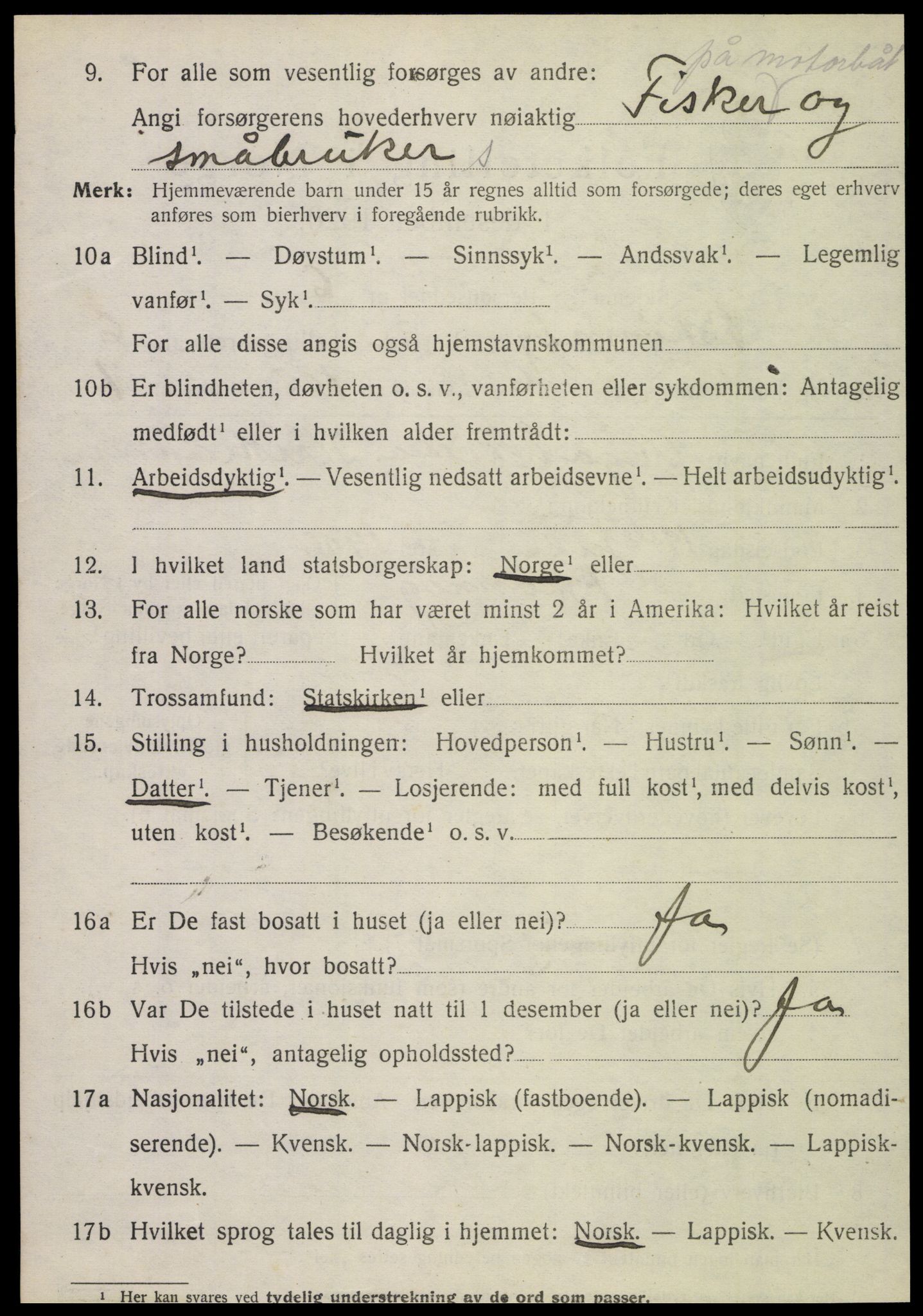 SAT, 1920 census for Brønnøy, 1920, p. 4379