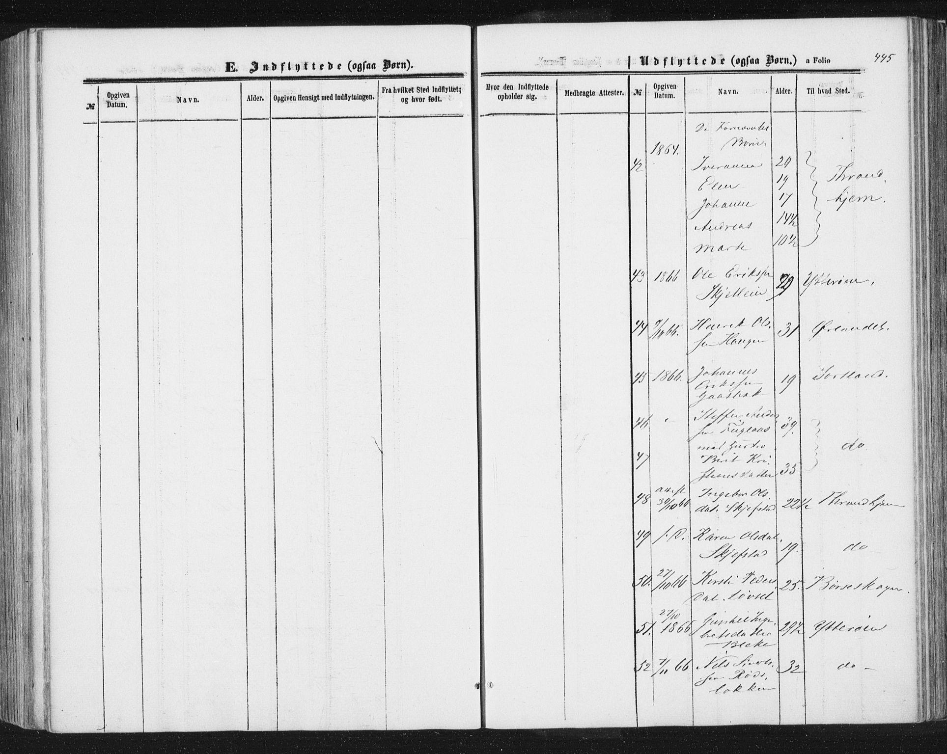 Ministerialprotokoller, klokkerbøker og fødselsregistre - Sør-Trøndelag, AV/SAT-A-1456/691/L1077: Parish register (official) no. 691A09, 1862-1873, p. 445