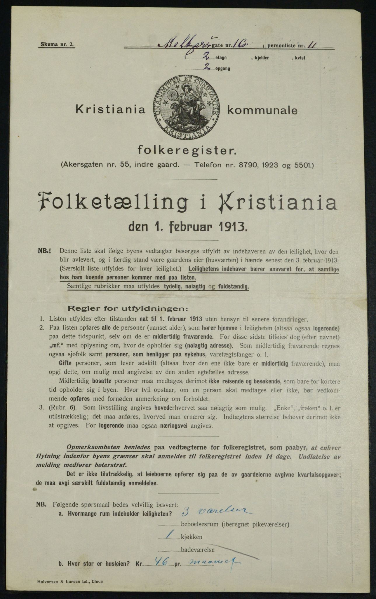 OBA, Municipal Census 1913 for Kristiania, 1913, p. 65226