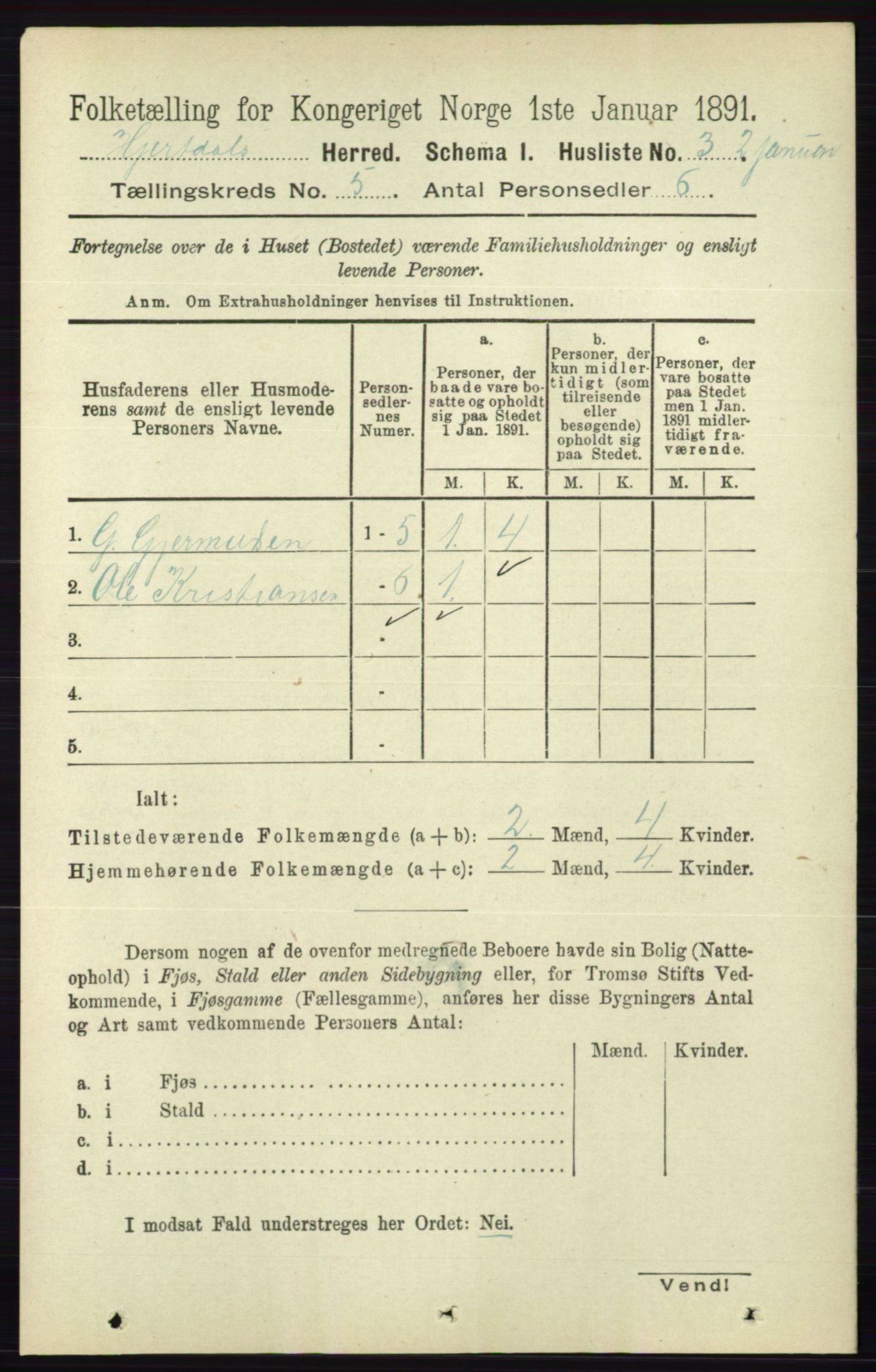 RA, 1891 census for 0827 Hjartdal, 1891, p. 1746