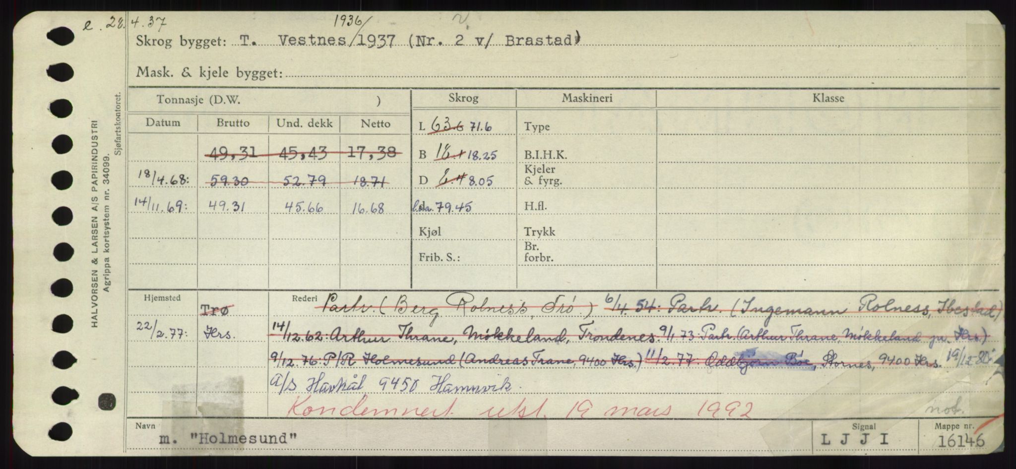 Sjøfartsdirektoratet med forløpere, Skipsmålingen, RA/S-1627/H/Hd/L0017: Fartøy, Holi-Hå, p. 11